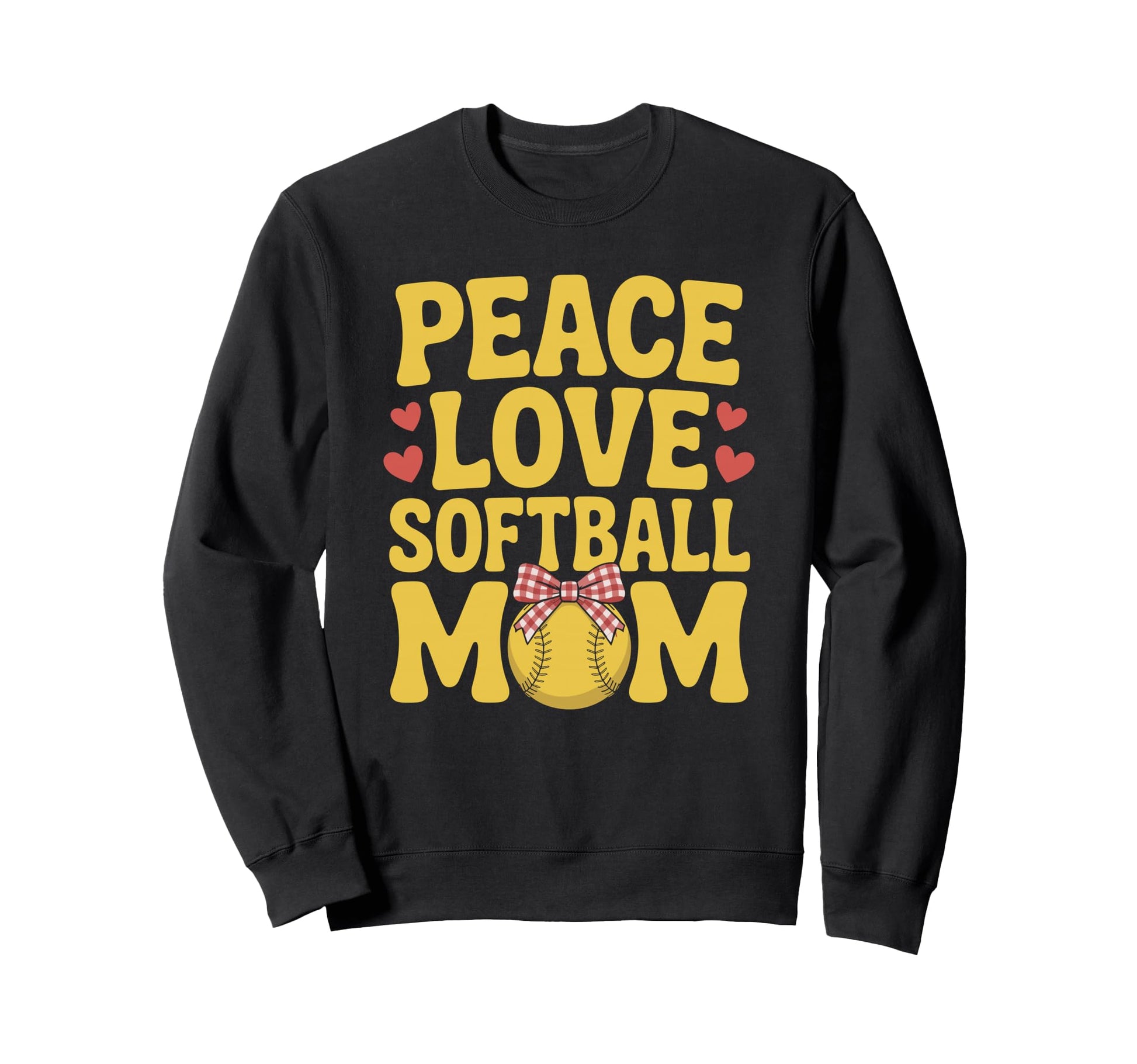 Peace Love Softball Mom Baseball Sweatshirt - Unique Graphic Men Women - T-Shirt, Sweatshirt, Hoodie