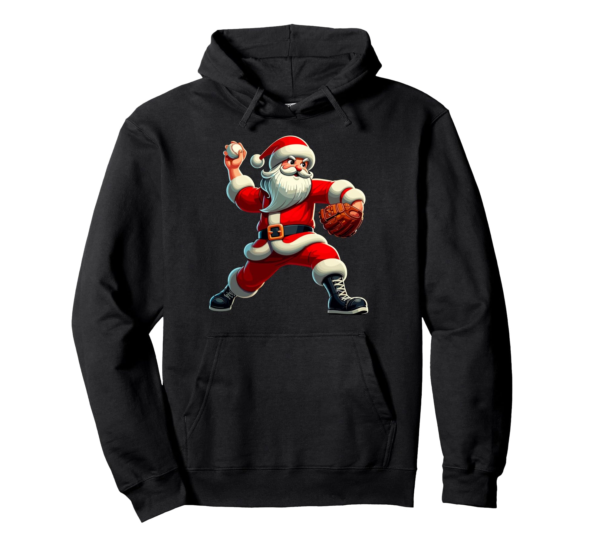 Baseball Player Santa Pitcher Hoodie - Fun Novelty Design Men Women - T-Shirt, Sweatshirt, Hoodie