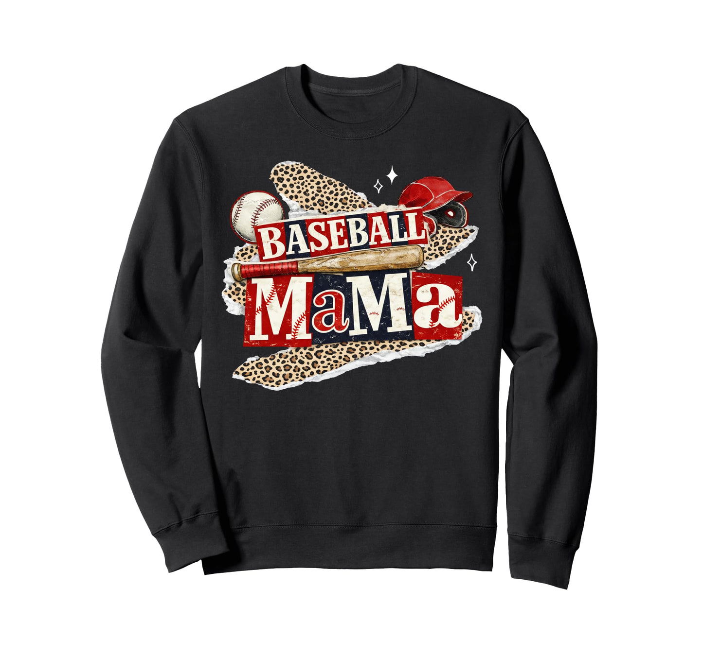 Baseball Mama Leopard Game Day Sweatshirt - Trendy Graphic Men Women - T-Shirt, Sweatshirt, Hoodie