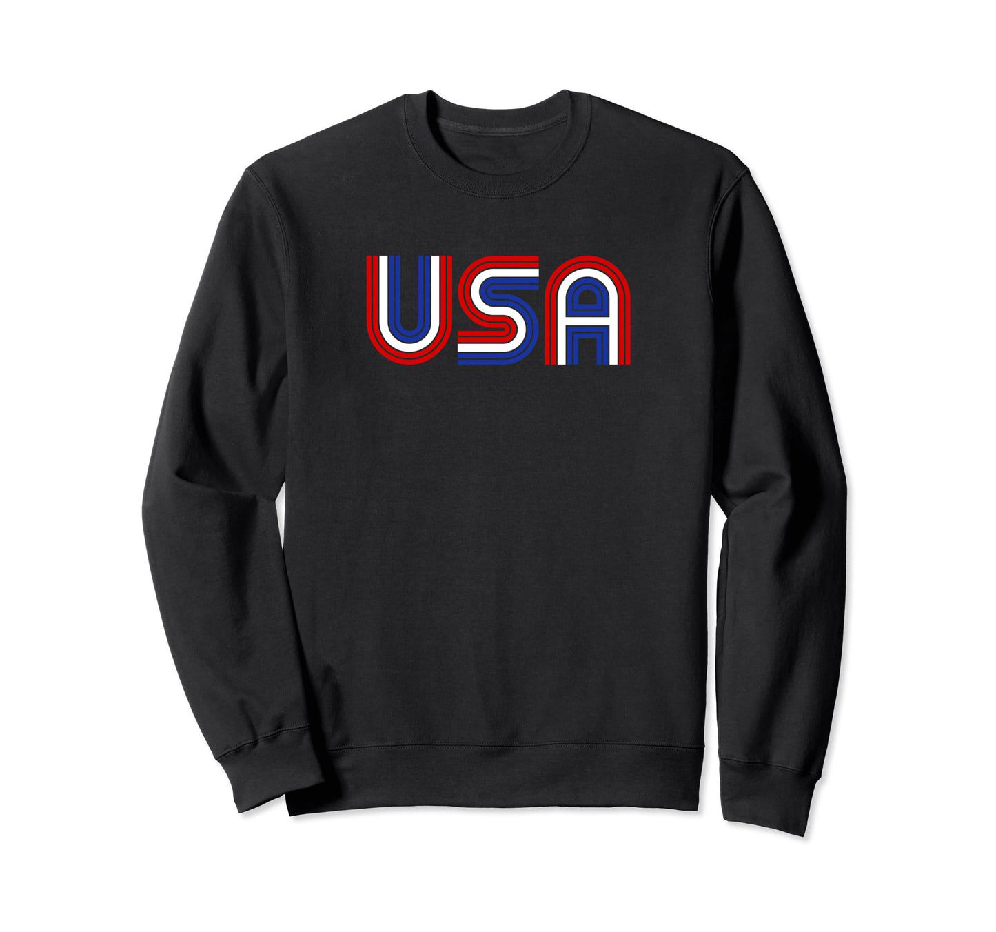 70S Usa Stripe Text Sweatshirt - Trendy Graphic Unisex - T-Shirt, Sweatshirt, Hoodie