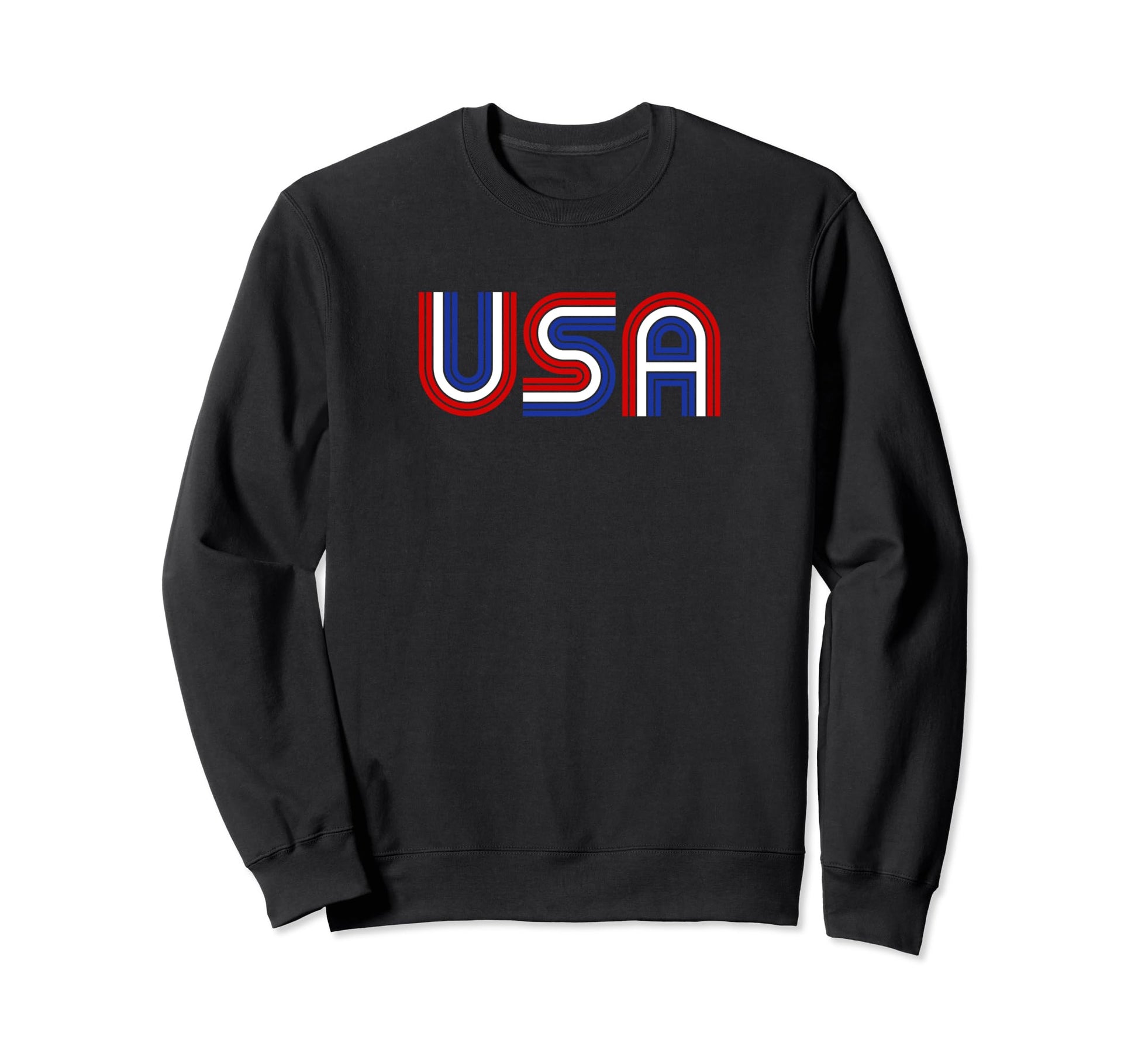 70S Usa Stripe Text Sweatshirt - Trendy Graphic Unisex - T-Shirt, Sweatshirt, Hoodie