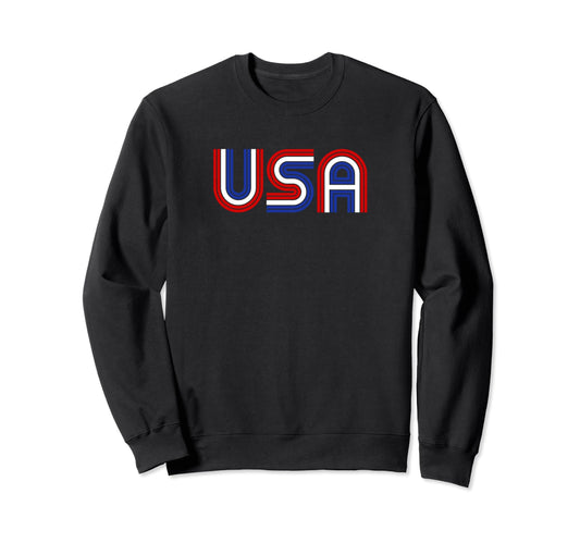 70S Usa Stripe Text Sweatshirt - Trendy Graphic Unisex - T-Shirt, Sweatshirt, Hoodie