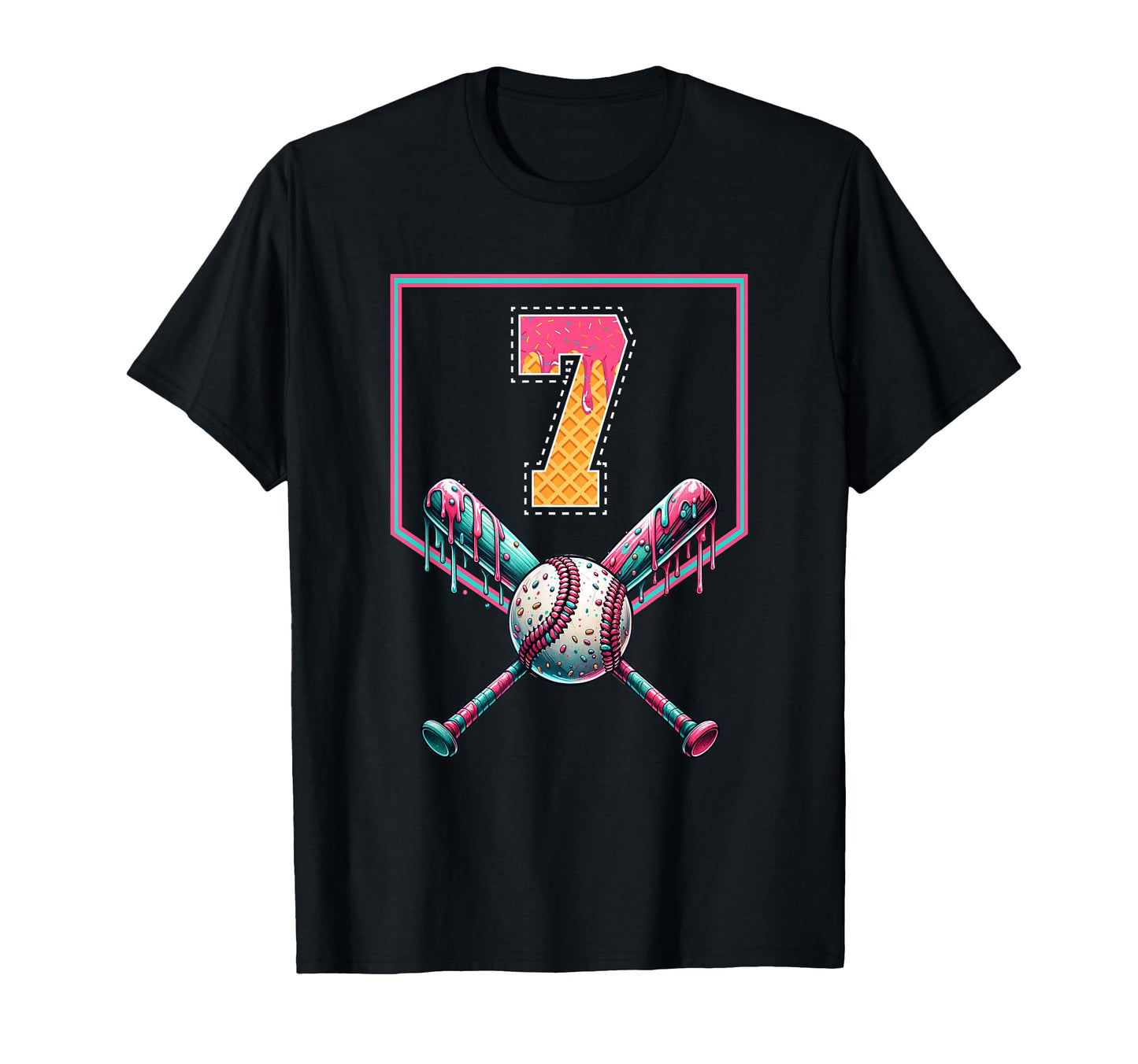 Baseball Drip Number 7 Player Or T-Shirt - Aesthetic Graphic for Adults - T-Shirt, Sweatshirt, Hoodie