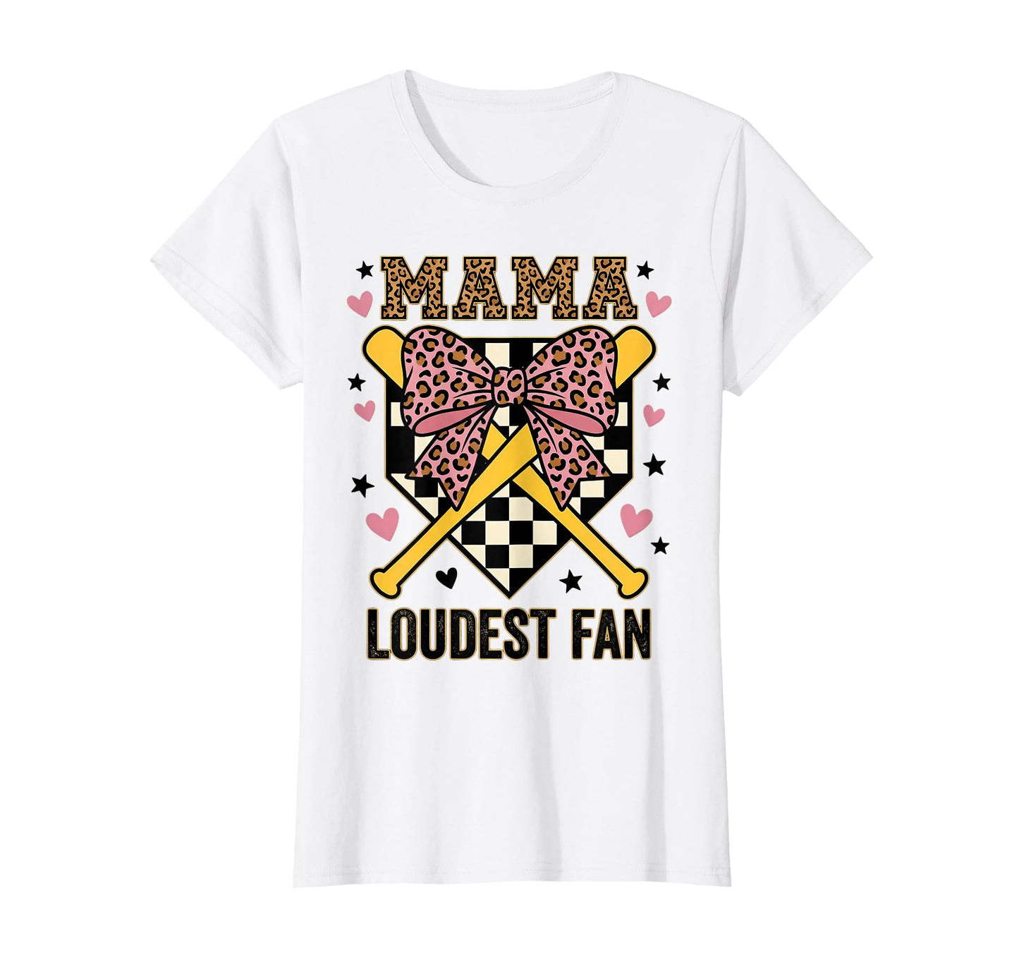 Baseball Mama Loudest Fan Leopard T-Shirt - Casual Everyday Wear Men Women - T-Shirt, Sweatshirt, Hoodie