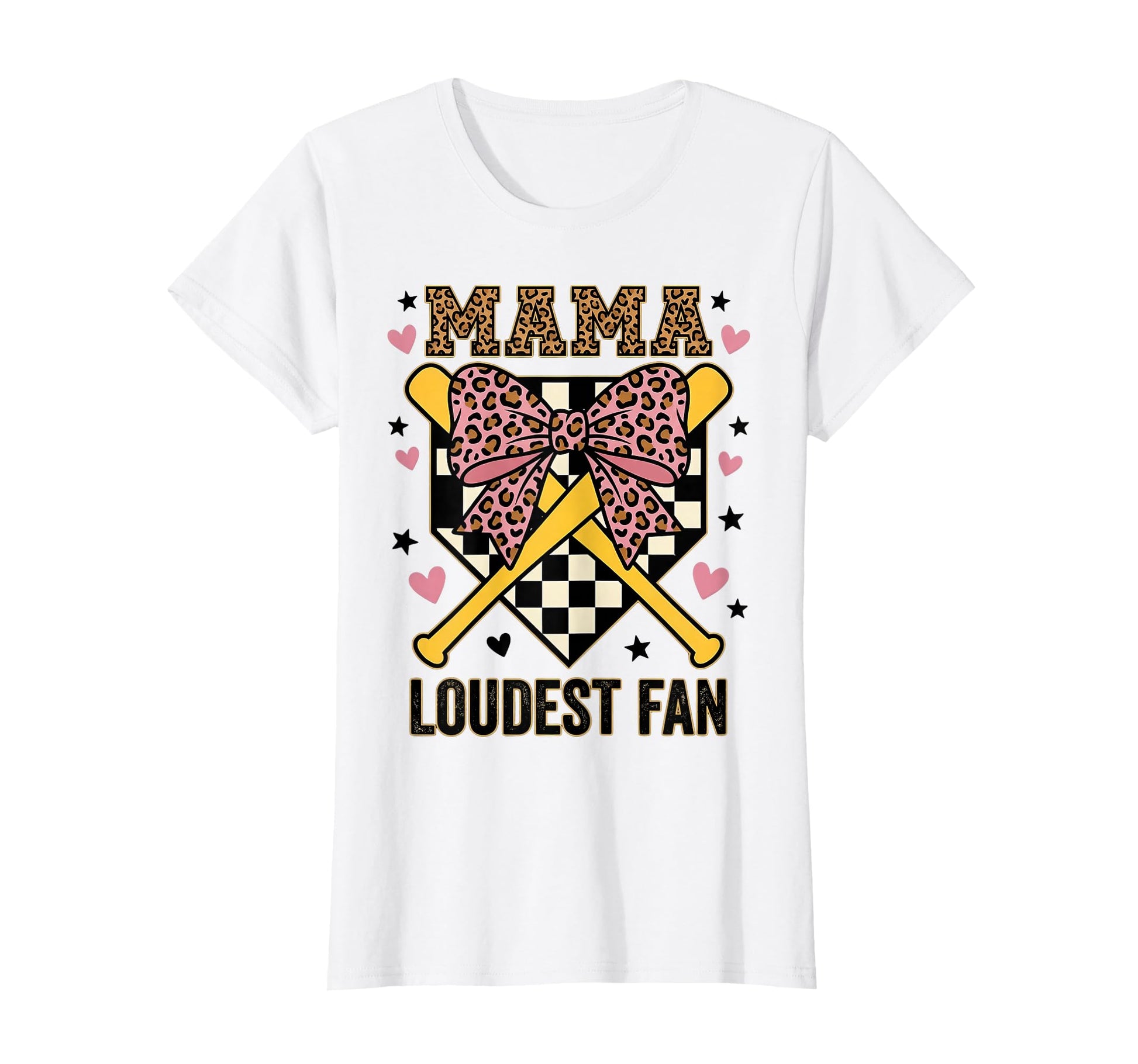 Baseball Mama Loudest Fan Leopard T-Shirt - Casual Everyday Wear Men Women - T-Shirt, Sweatshirt, Hoodie