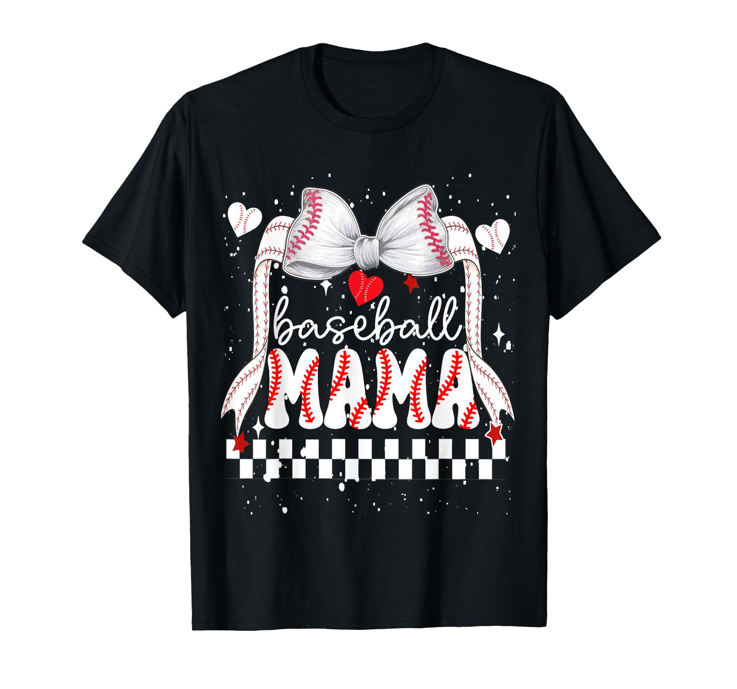 Baseball Mama Bow Heart Mom Mothers Day T-Shirt - Trendy Graphic Men Women - T-Shirt, Sweatshirt, Hoodie