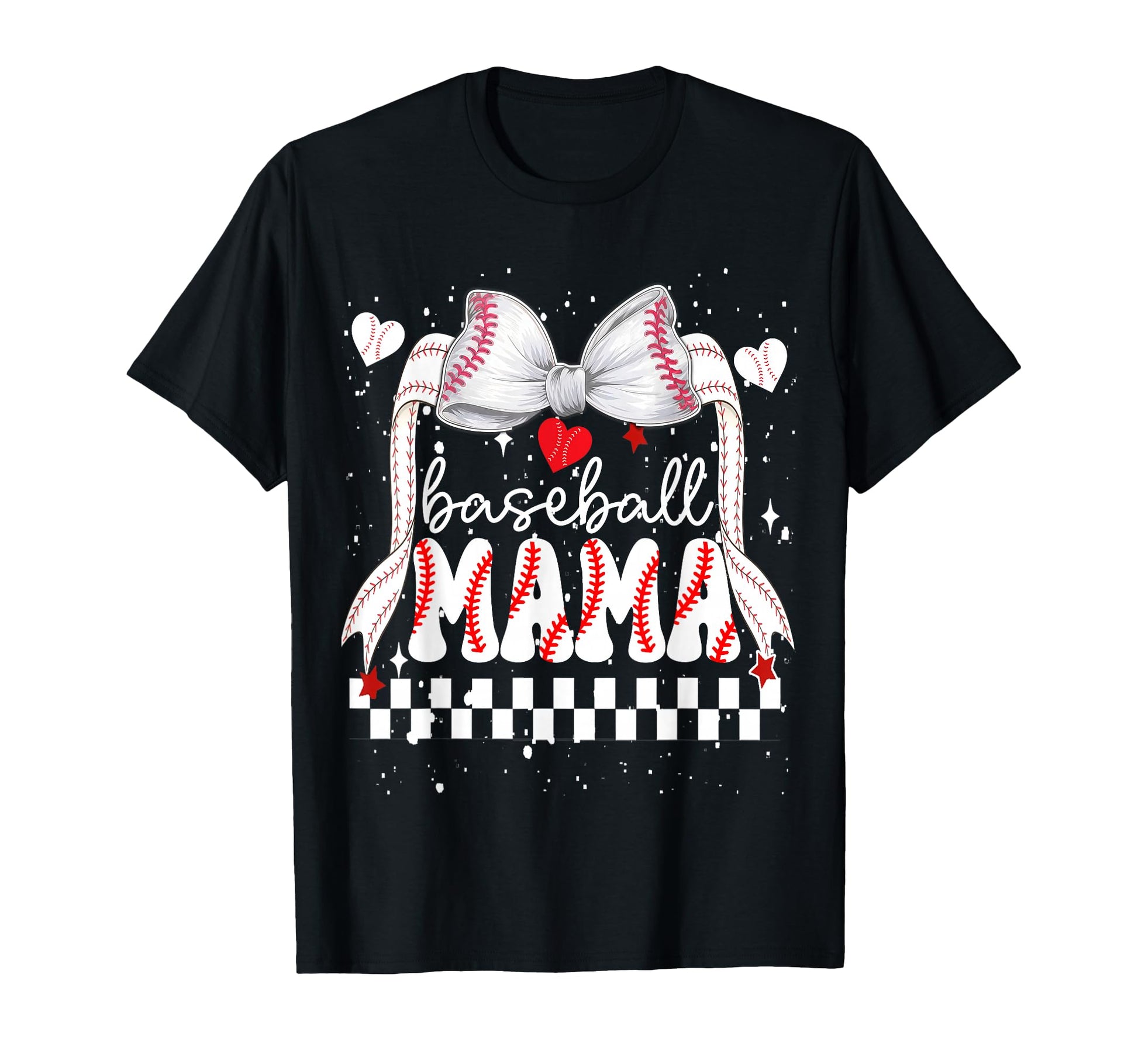 Baseball Mama Bow Heart Mom Mothers Day T-Shirt - Trendy Graphic Men Women - T-Shirt, Sweatshirt, Hoodie