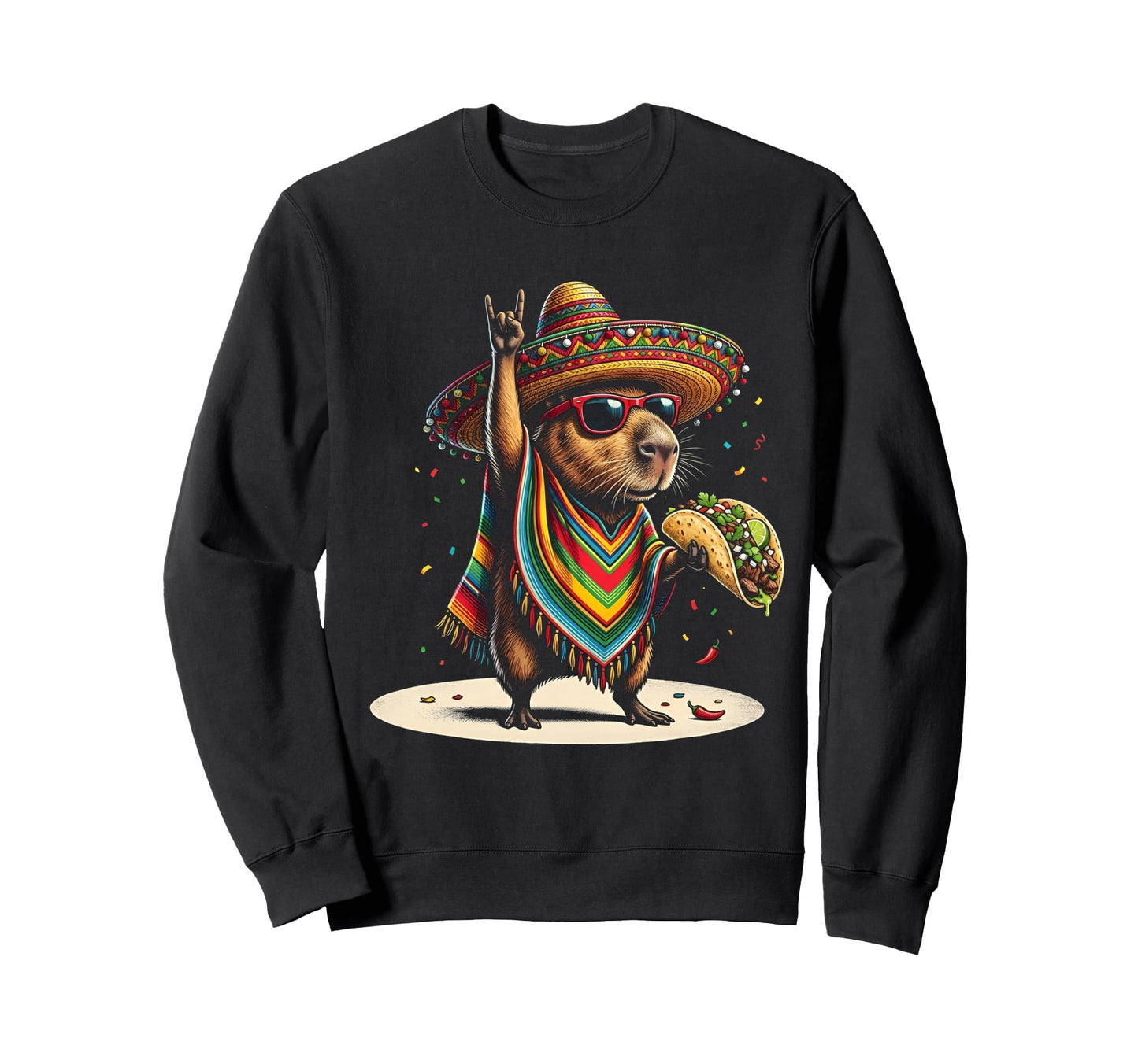 Capybara Carrying Taco Funny Sweatshirt - Casual Everyday Wear Men Women - T-Shirt, Sweatshirt, Hoodie