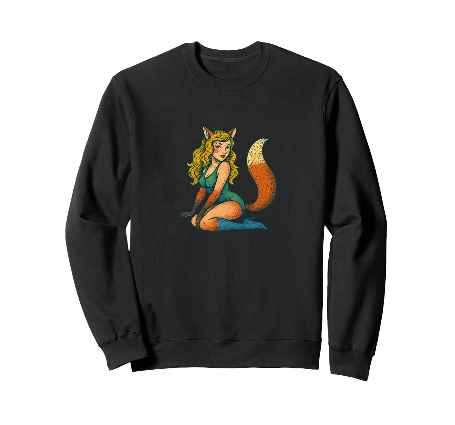 Fox Pinup Halloween Cosplay Anime Sweatshirt - Graphic Print Unisex - T-Shirt, Sweatshirt, Hoodie