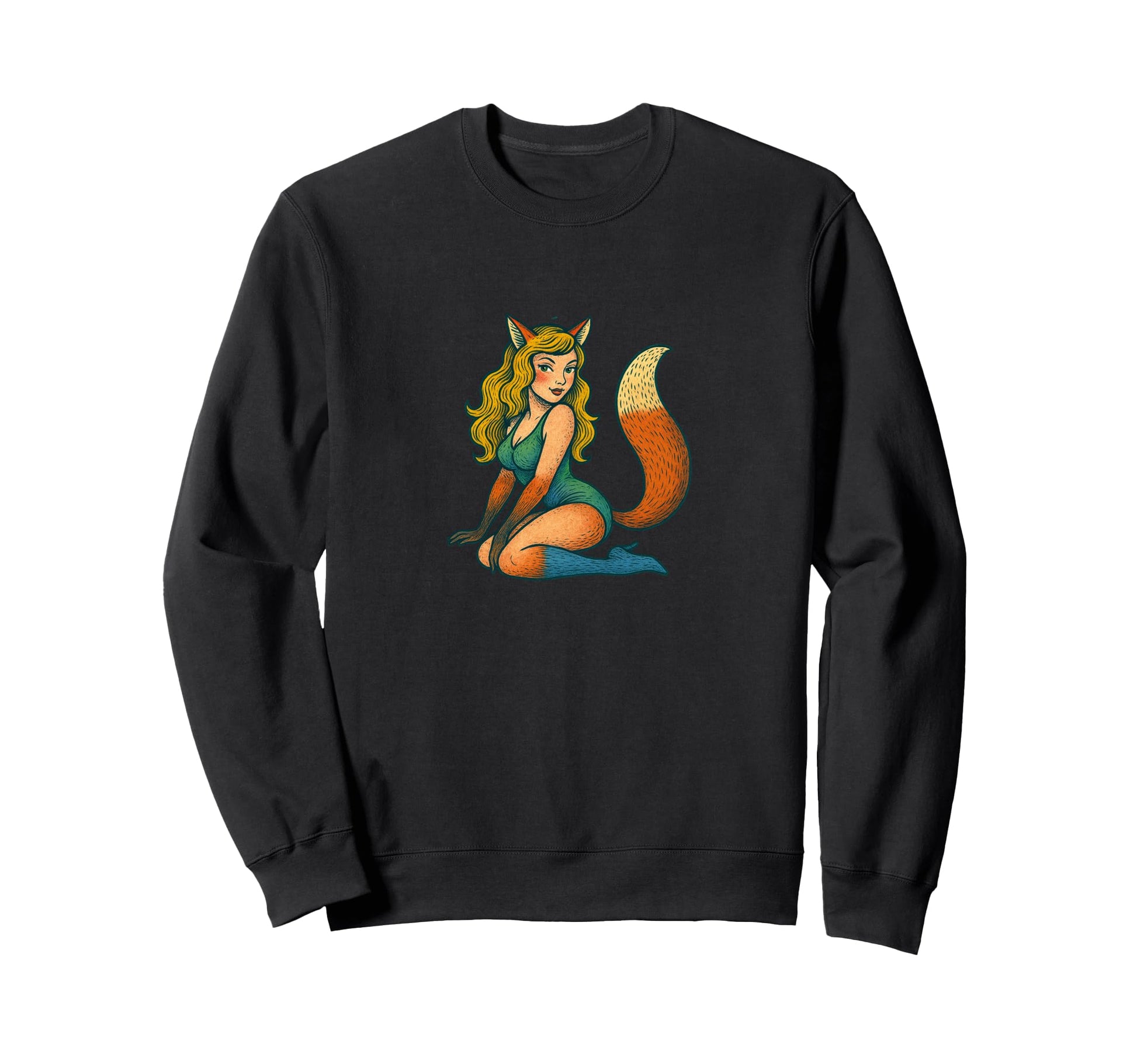 Fox Pinup Halloween Cosplay Anime Sweatshirt - Graphic Print Unisex - T-Shirt, Sweatshirt, Hoodie