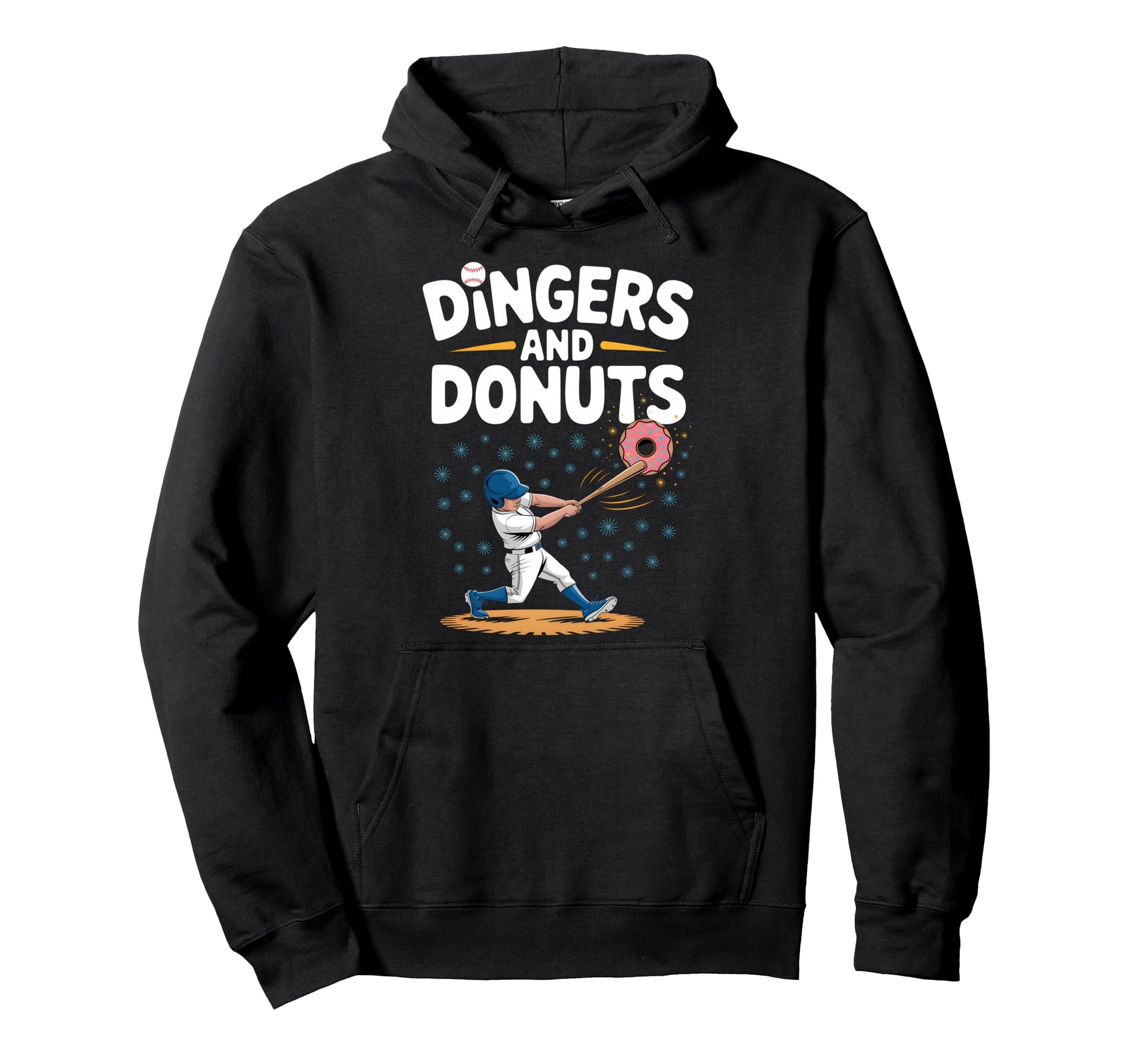 Funny Baseball Dingers Donuts Hoodie - Minimalist Print for Adults - T-Shirt, Sweatshirt, Hoodie