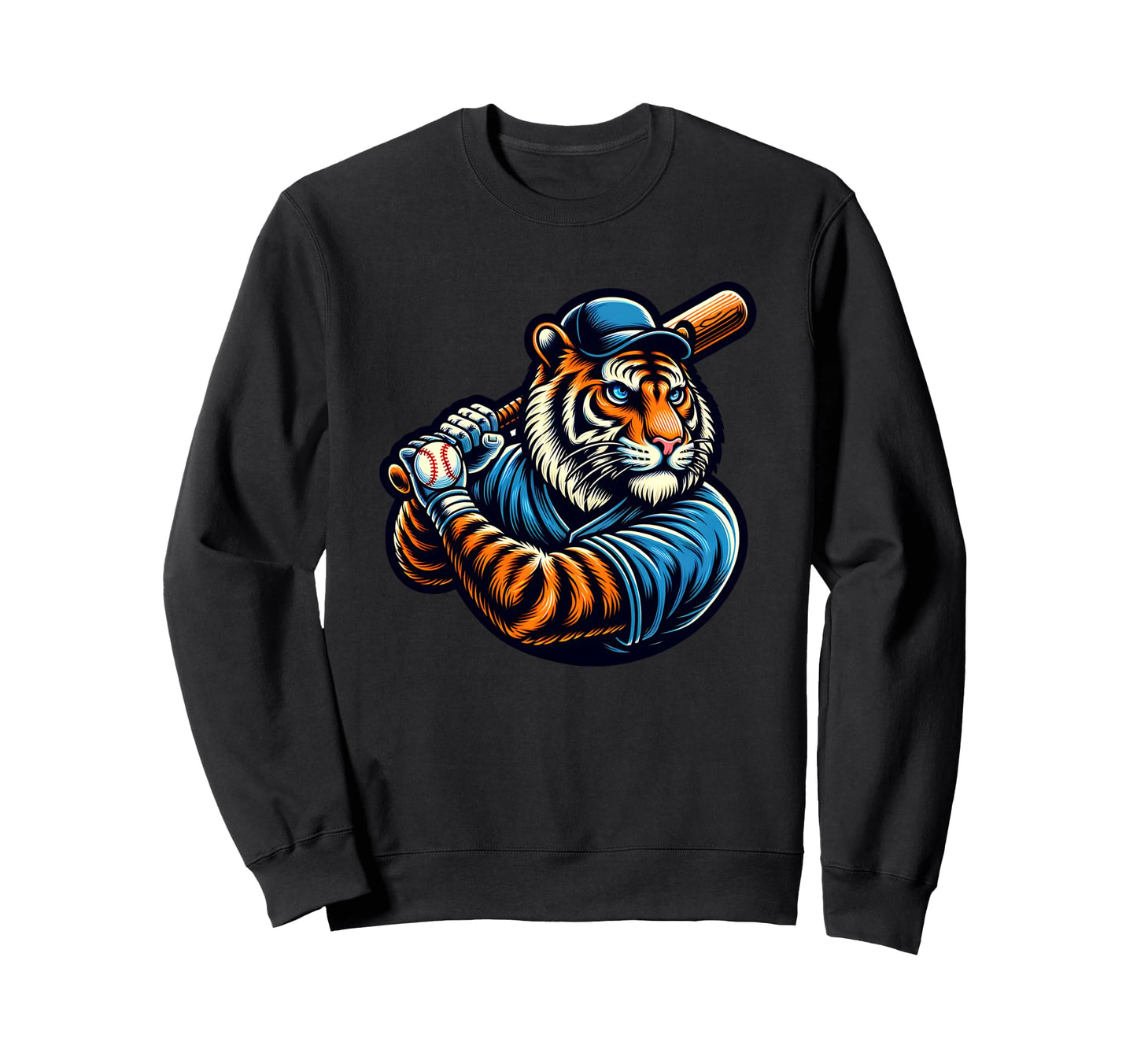 Fierce Tiger Baseball Power Sweatshirt - Streetwear Style for Adults - T-Shirt, Sweatshirt, Hoodie