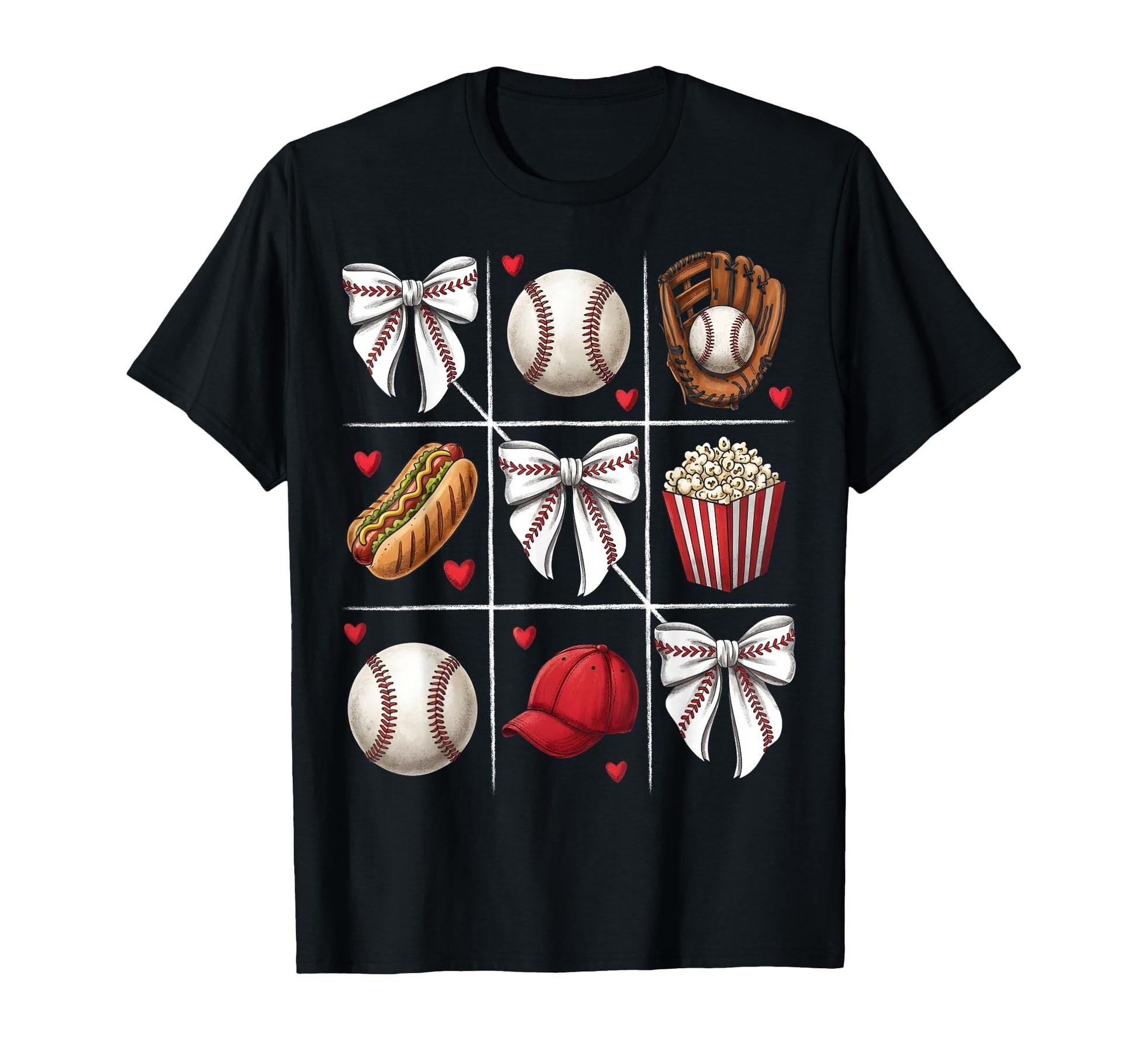 Baseball Coquette Bows Girly Mom Sports T-Shirt - Graphic Print Unisex - T-Shirt, Sweatshirt, Hoodie