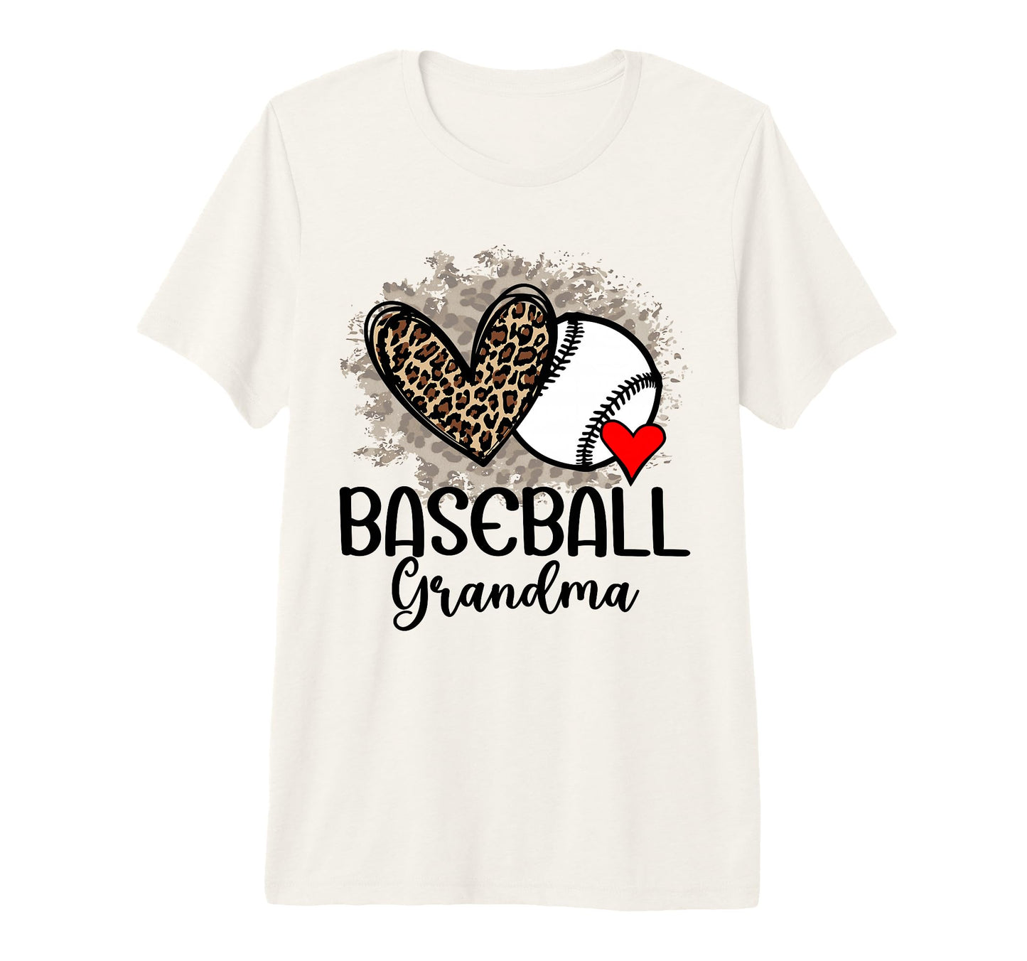 Baseball Grandma Funny Leopard Heart T-Shirt - Trendy Graphic for Adults - T-Shirt, Sweatshirt, Hoodie