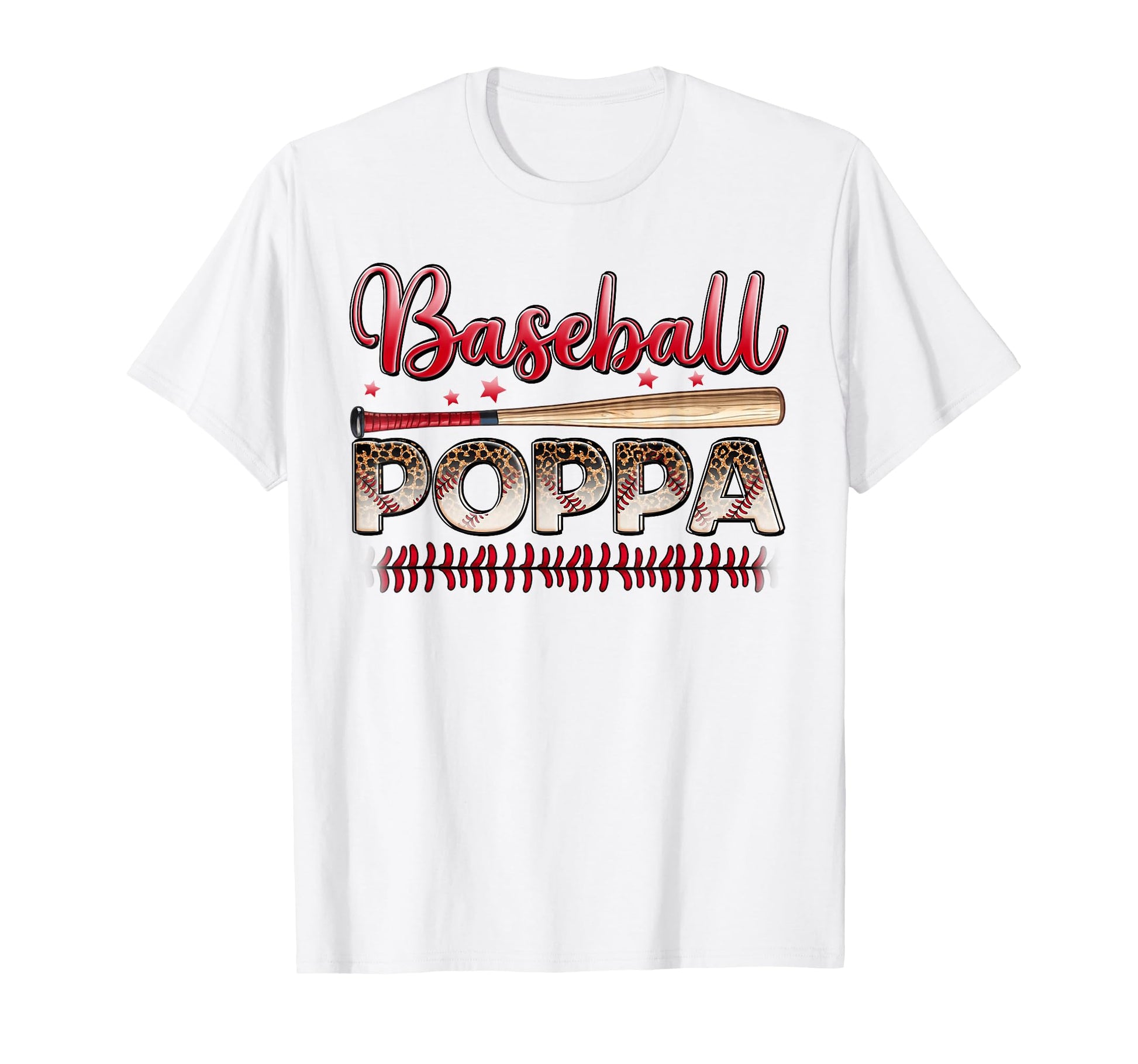 Baseball Poppa Funny Leopard Baseball T-Shirt - Novelty Apparel Unisex - T-Shirt, Sweatshirt, Hoodie