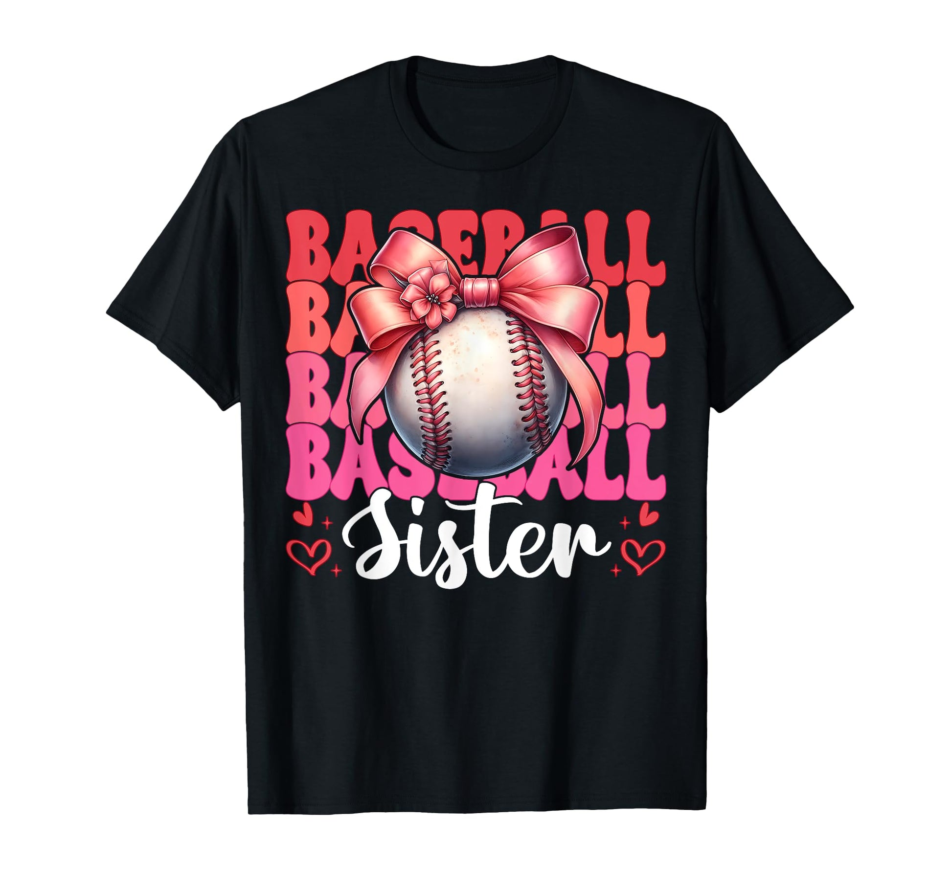 Baseball Sister Baseball Coquette Bow T-Shirt - Unique Graphic Unisex - T-Shirt, Sweatshirt, Hoodie
