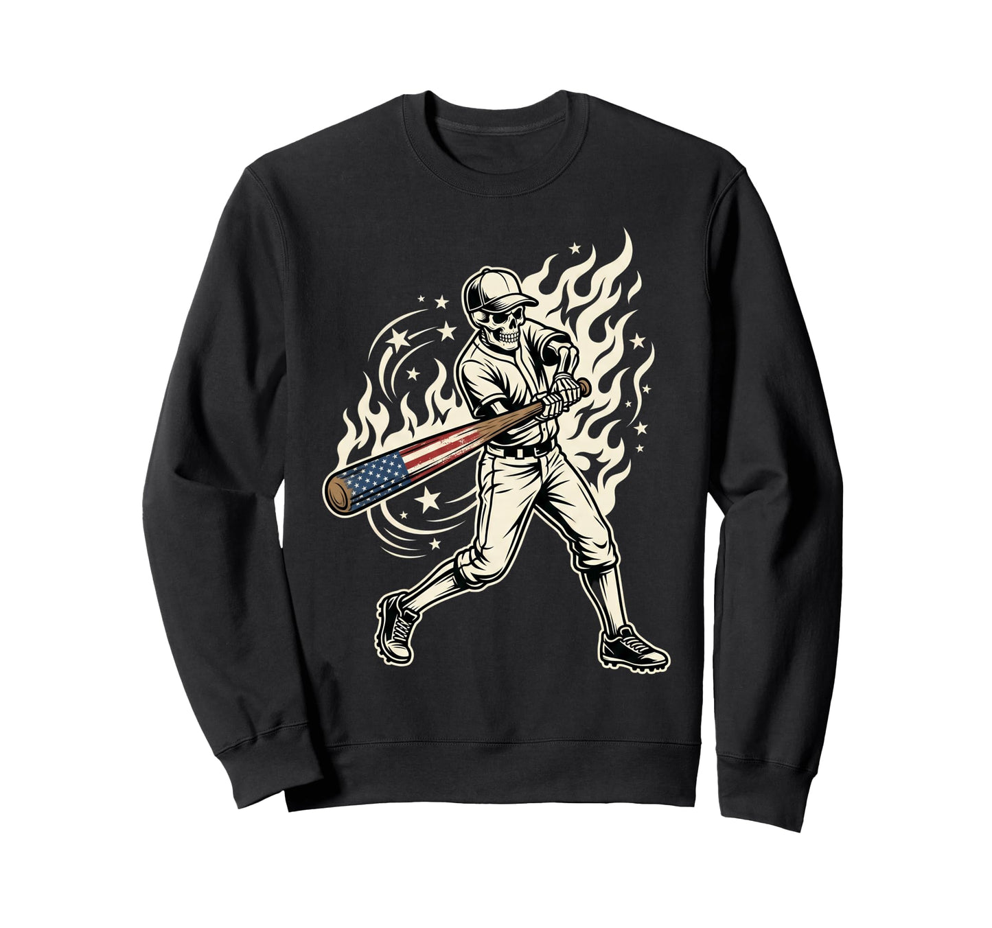 Skeleton Baseball Player American Sweatshirt - Minimalist Print for Adults - T-Shirt, Sweatshirt, Hoodie