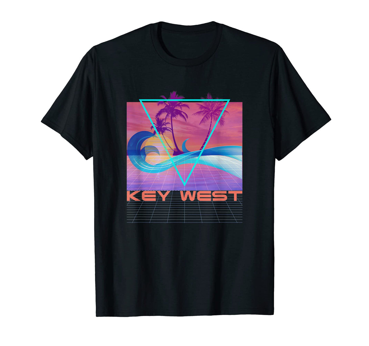 Key West 80S Vaporwave Beach Vacation T-Shirt - Unique Graphic for Adults - T-Shirt, Sweatshirt, Hoodie
