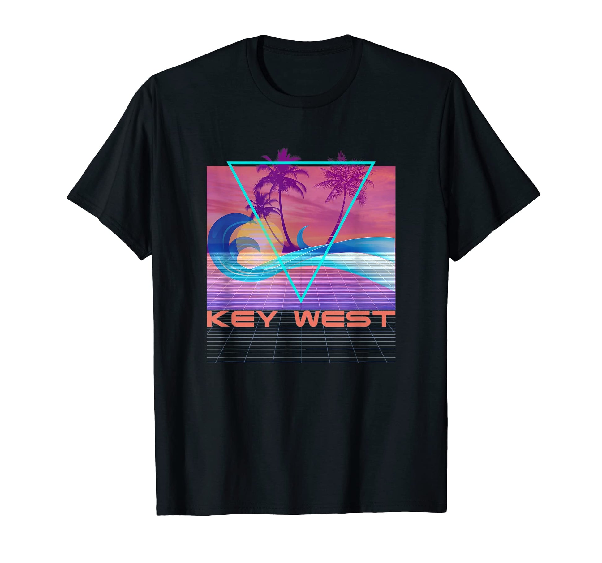 Key West 80S Vaporwave Beach Vacation T-Shirt - Unique Graphic for Adults - T-Shirt, Sweatshirt, Hoodie