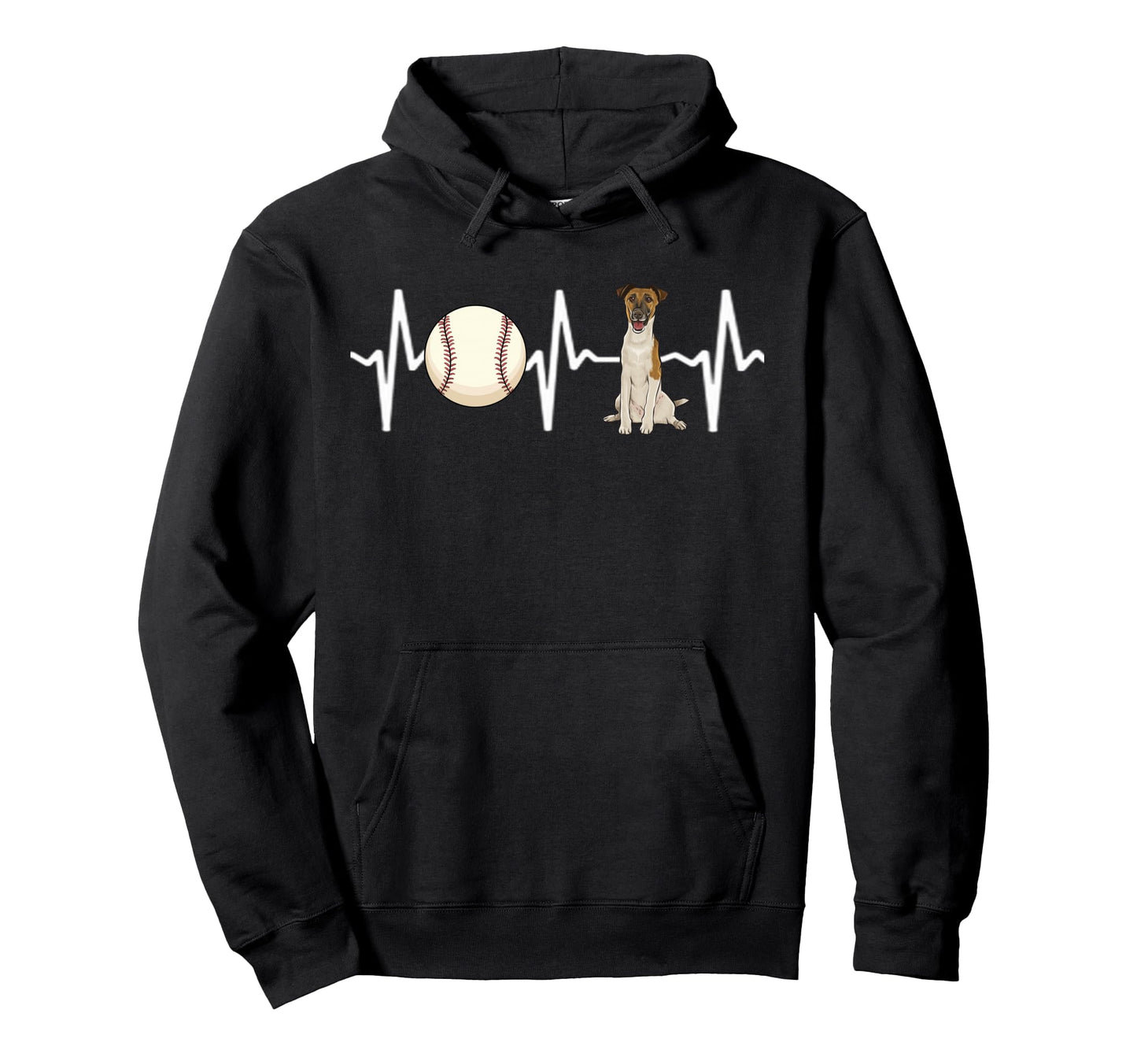 Baseball Smooth Fox Terrier Heartbeat Hoodie - Trendy Graphic Men Women - T-Shirt, Sweatshirt, Hoodie