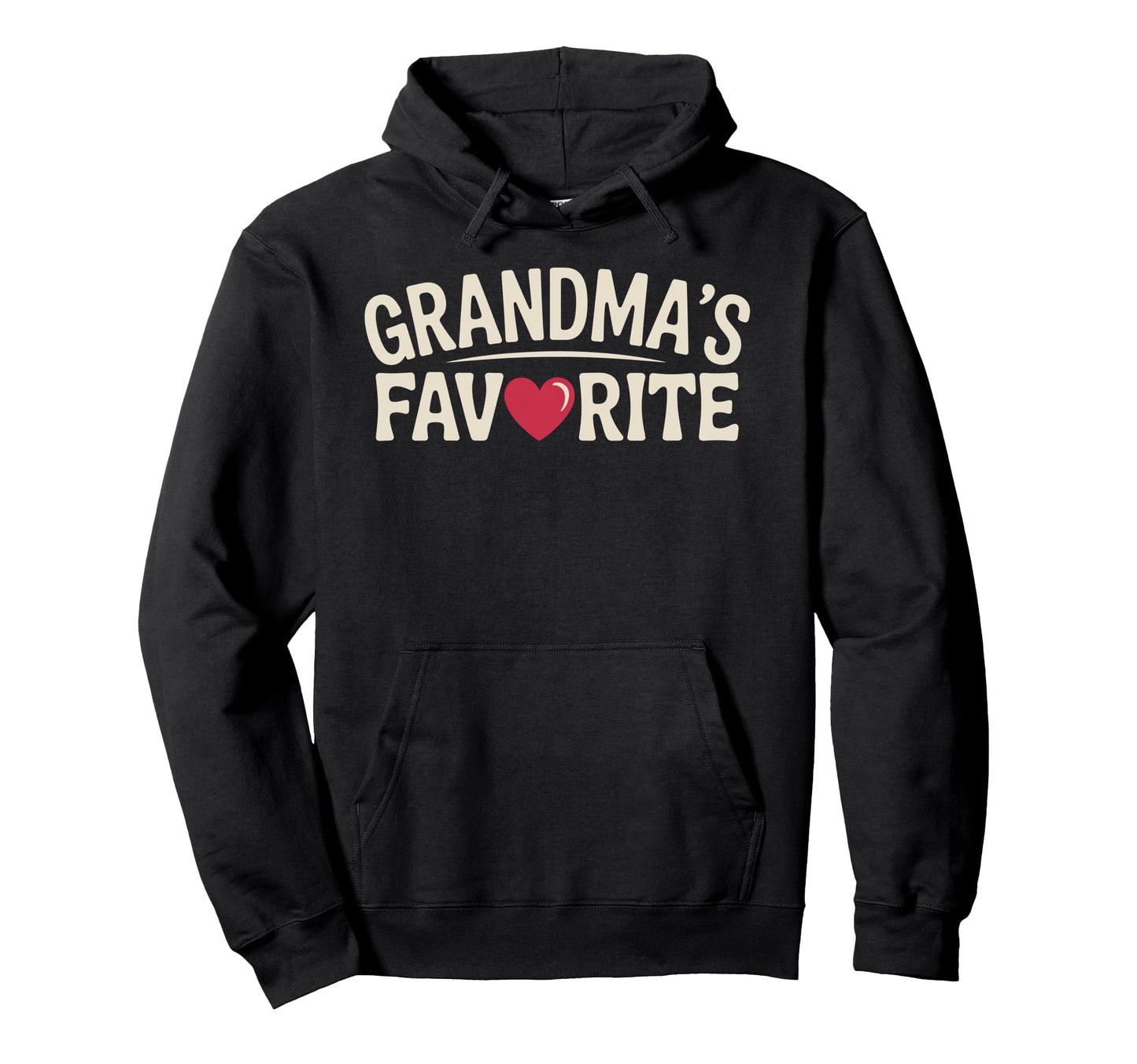 Grandmas Favorite Typography Heart Fun Hoodie - Minimalist Print Men Women - T-Shirt, Sweatshirt, Hoodie