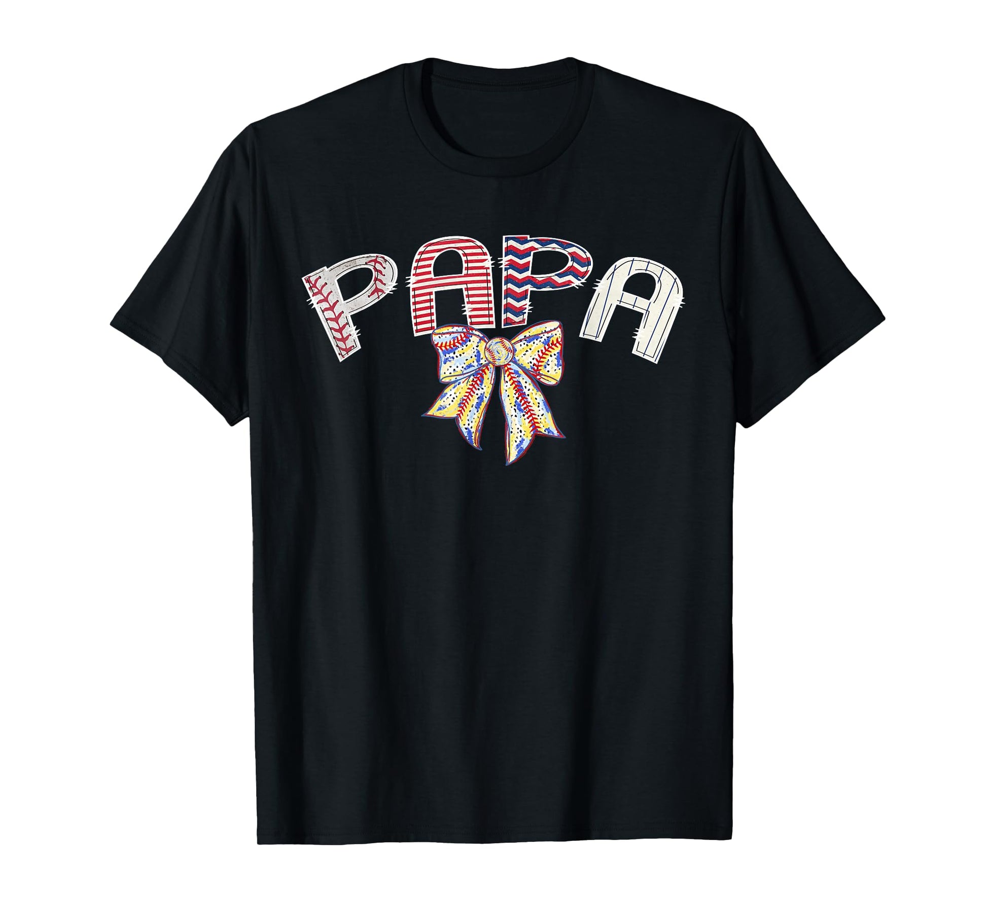 Baseball Papa Coquette Bow Game Day Party T-Shirt - Graphic Print Unisex - T-Shirt, Sweatshirt, Hoodie