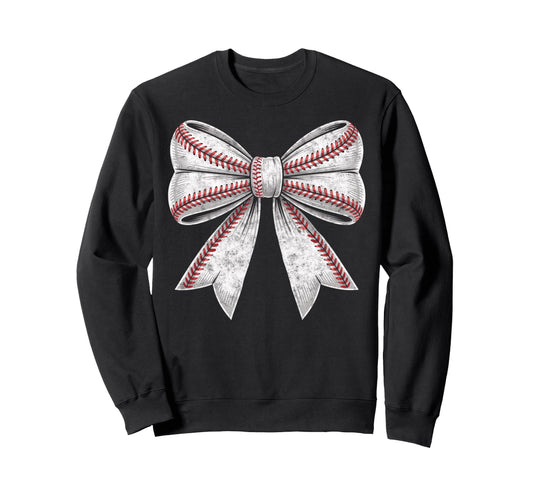 Baseball Ball Bow Player Mother Sweatshirt - Streetwear Style Men Women - T-Shirt, Sweatshirt, Hoodie
