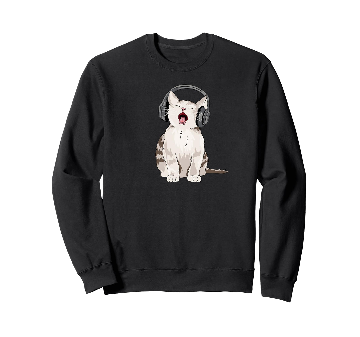 Singing Cat Headphones Y2K Grunge Sweatshirt - Unique Graphic for Adults - T-Shirt, Sweatshirt, Hoodie