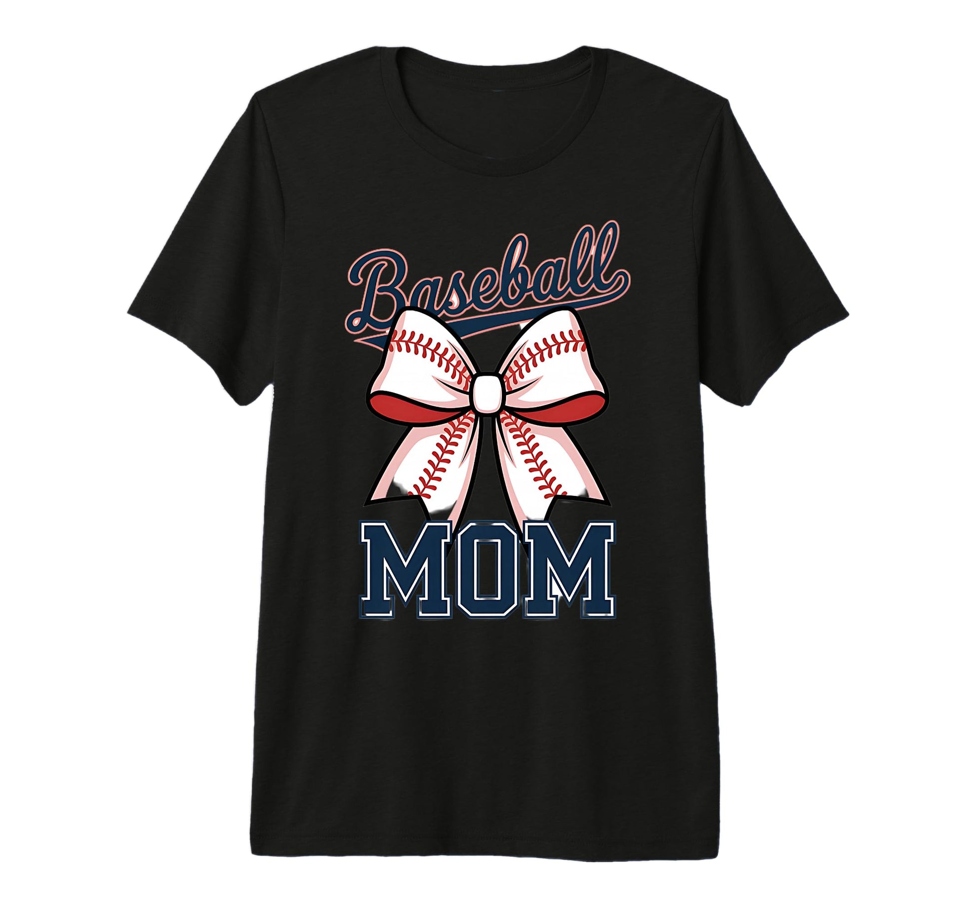 Baseball Mom Coquette Bow Tri Blend T-Shirt - Custom Art Print for Adults - T-Shirt, Sweatshirt, Hoodie
