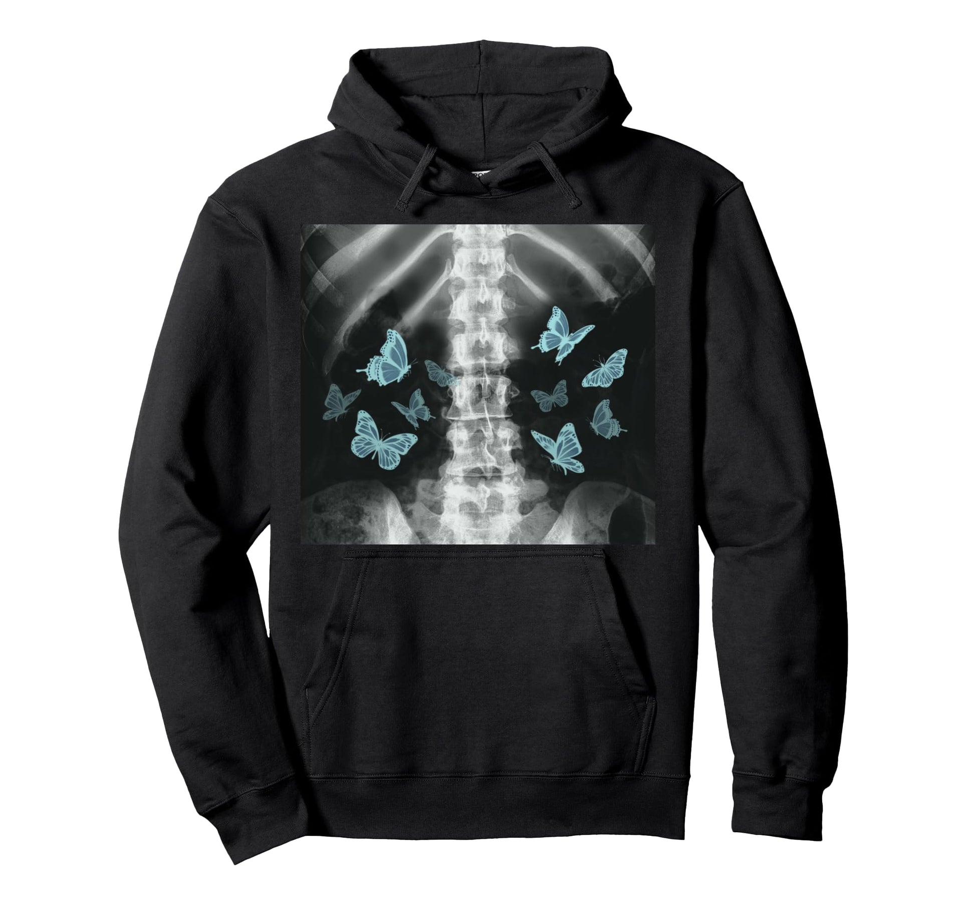 Xray Skeleton Blue Butterfly Egirl Hoodie - Aesthetic Graphic Men Women - T-Shirt, Sweatshirt, Hoodie