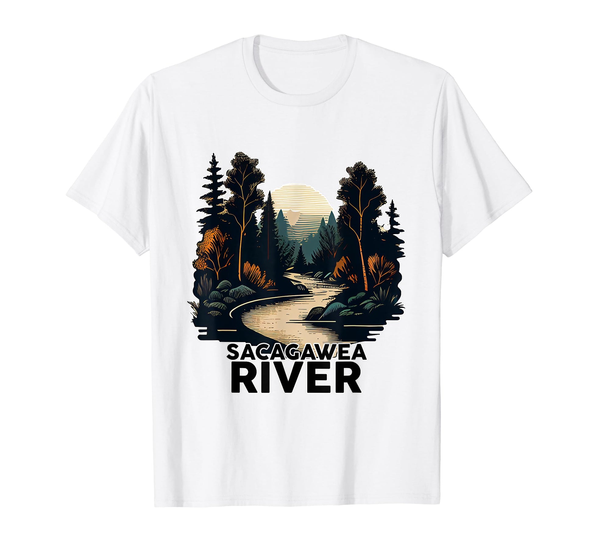 Sacagawea River Minimalist River T-Shirt - Graphic Print Men Women - T-Shirt, Sweatshirt, Hoodie