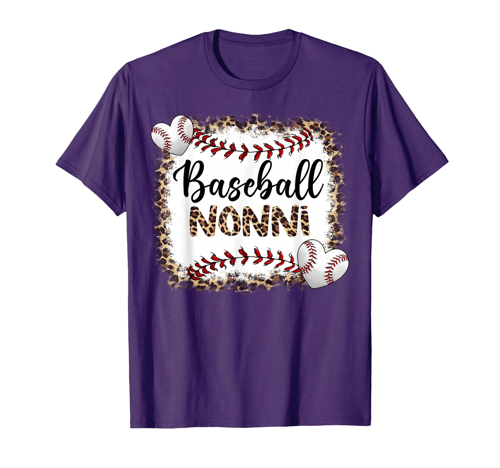 Baseball Nonni Leopard Baseball Pride T-Shirt - Unique Graphic Unisex - T-Shirt, Sweatshirt, Hoodie