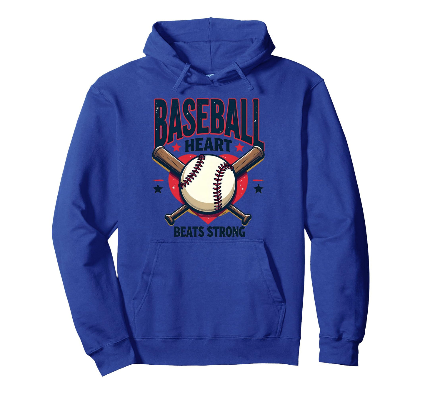 Baseball Heart Beats Strong Baseball Hoodie - Fun Novelty Design Men Women - T-Shirt, Sweatshirt, Hoodie
