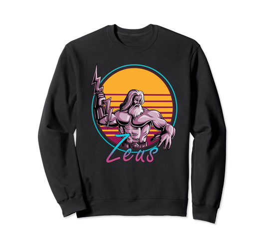 80S Zeus Synthwave Greek Mythology Sweatshirt - Streetwear Style Unisex - T-Shirt, Sweatshirt, Hoodie