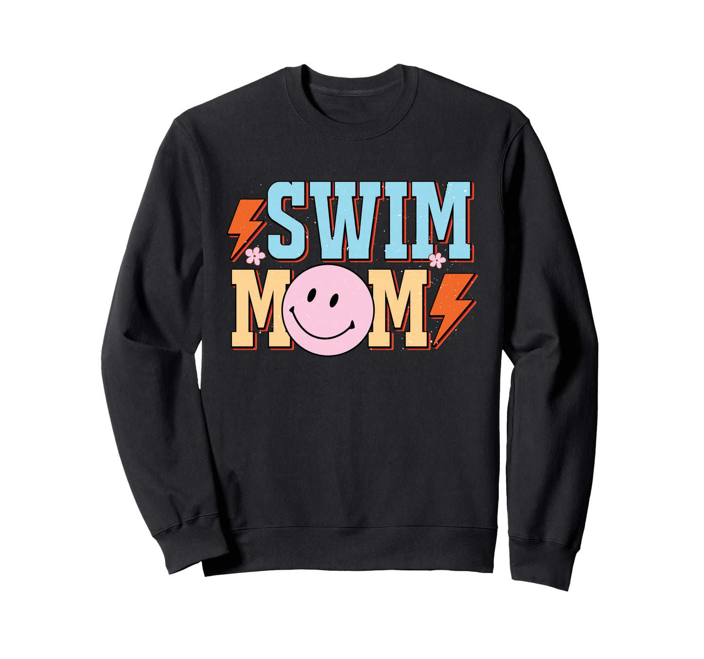 Swim Mom Happy Face Sweatshirt - Graphic Print for Adults - T-Shirt, Sweatshirt, Hoodie