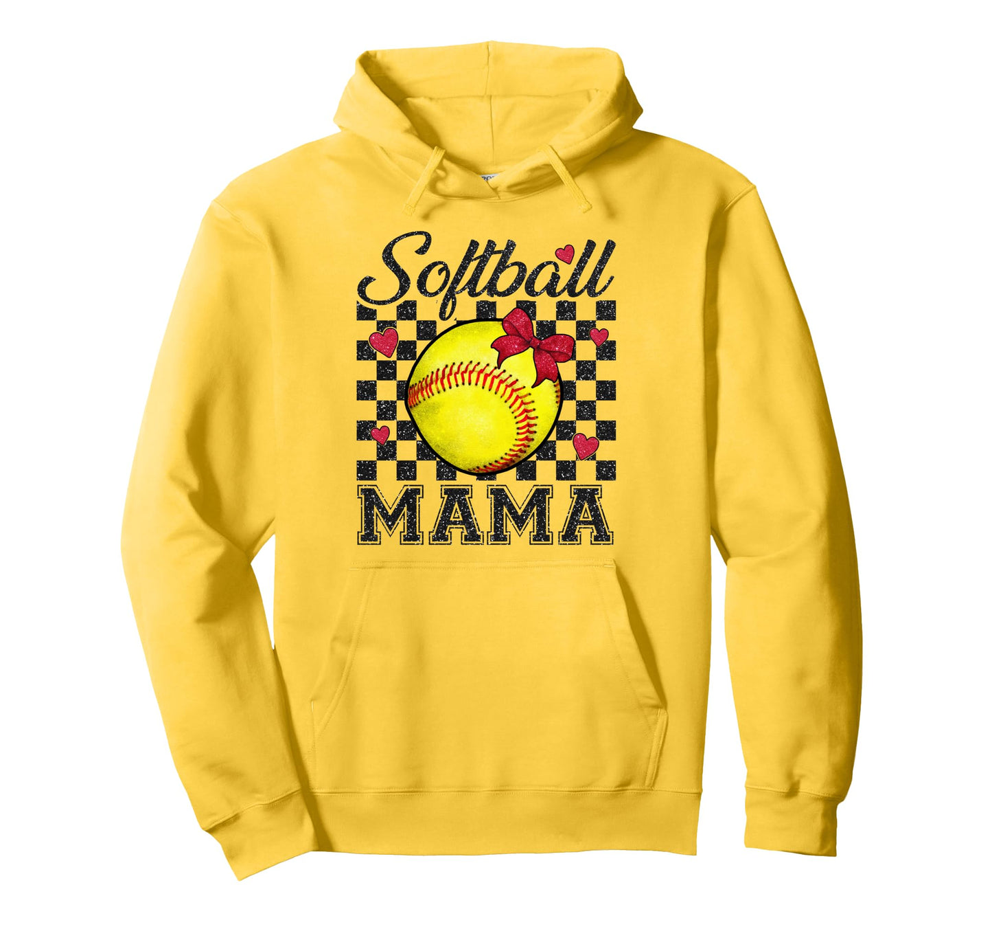 Softball Mama Bow Softball Mom Hoodie - Fun Novelty Design for Adults - T-Shirt, Sweatshirt, Hoodie