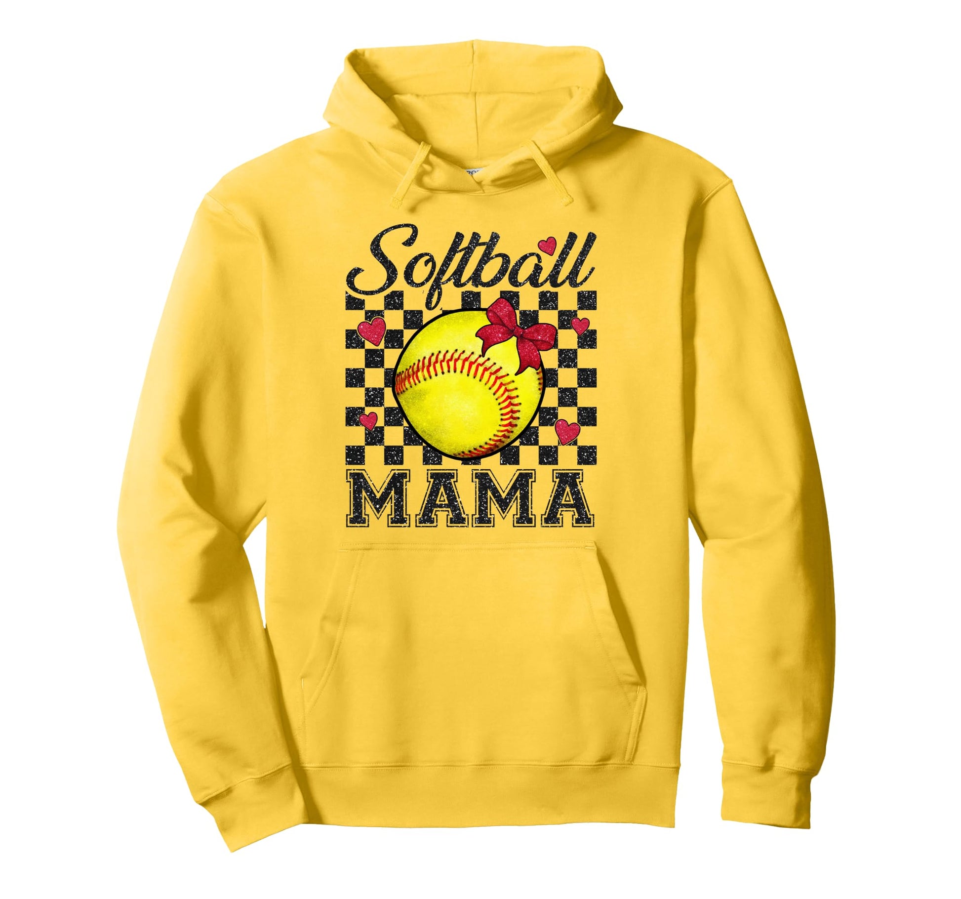 Softball Mama Bow Softball Mom Hoodie - Fun Novelty Design for Adults - T-Shirt, Sweatshirt, Hoodie