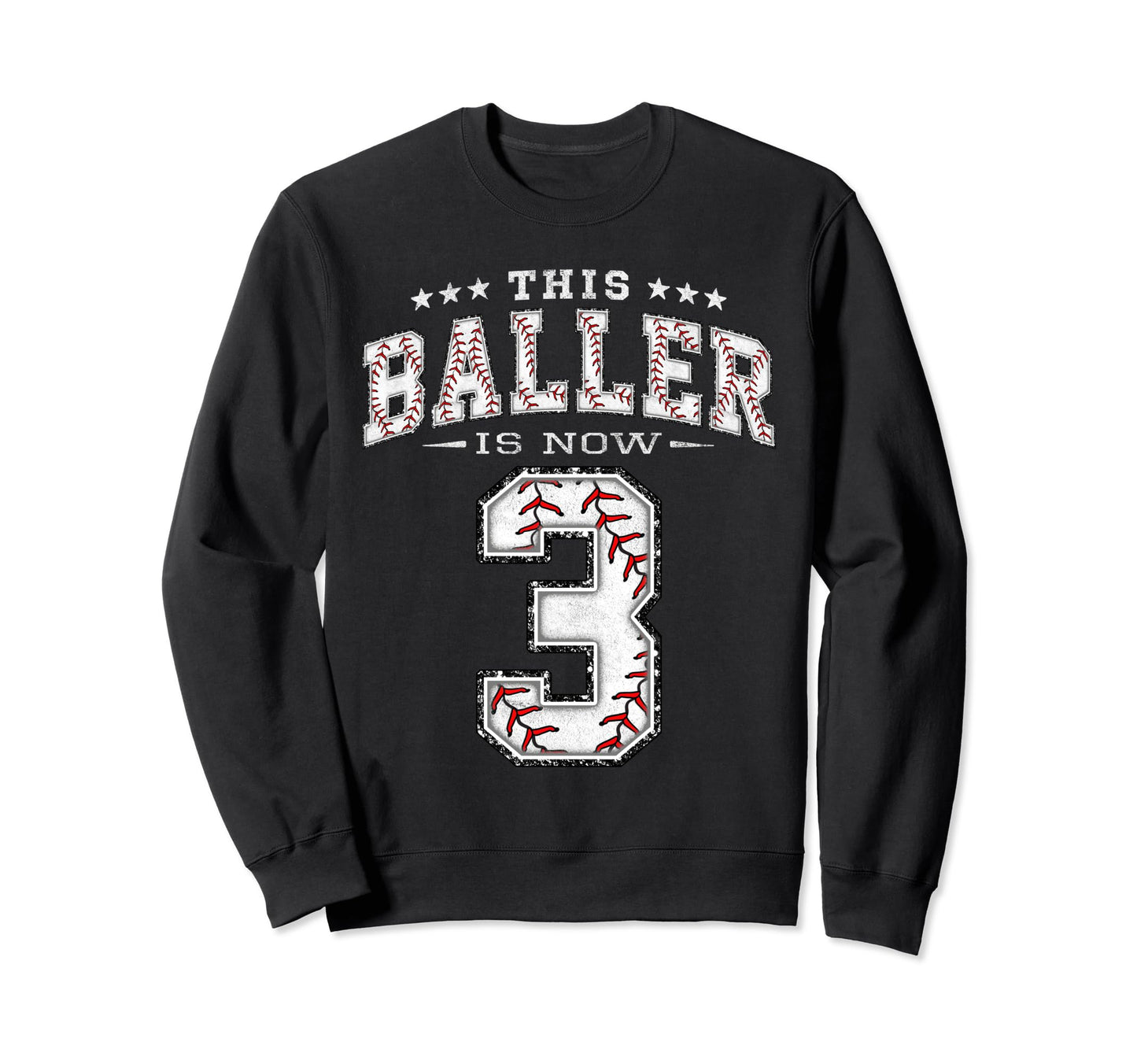3 Years Old Birthday Baseball Theme Sweatshirt - Trendy Graphic for Adults - T-Shirt, Sweatshirt, Hoodie