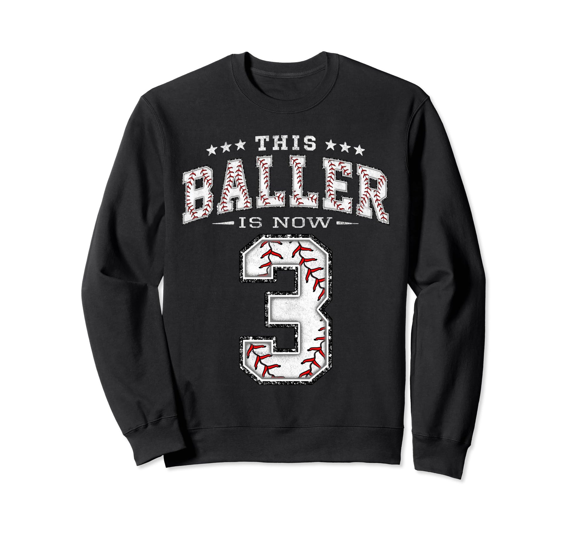 3 Years Old Birthday Baseball Theme Sweatshirt - Trendy Graphic for Adults - T-Shirt, Sweatshirt, Hoodie