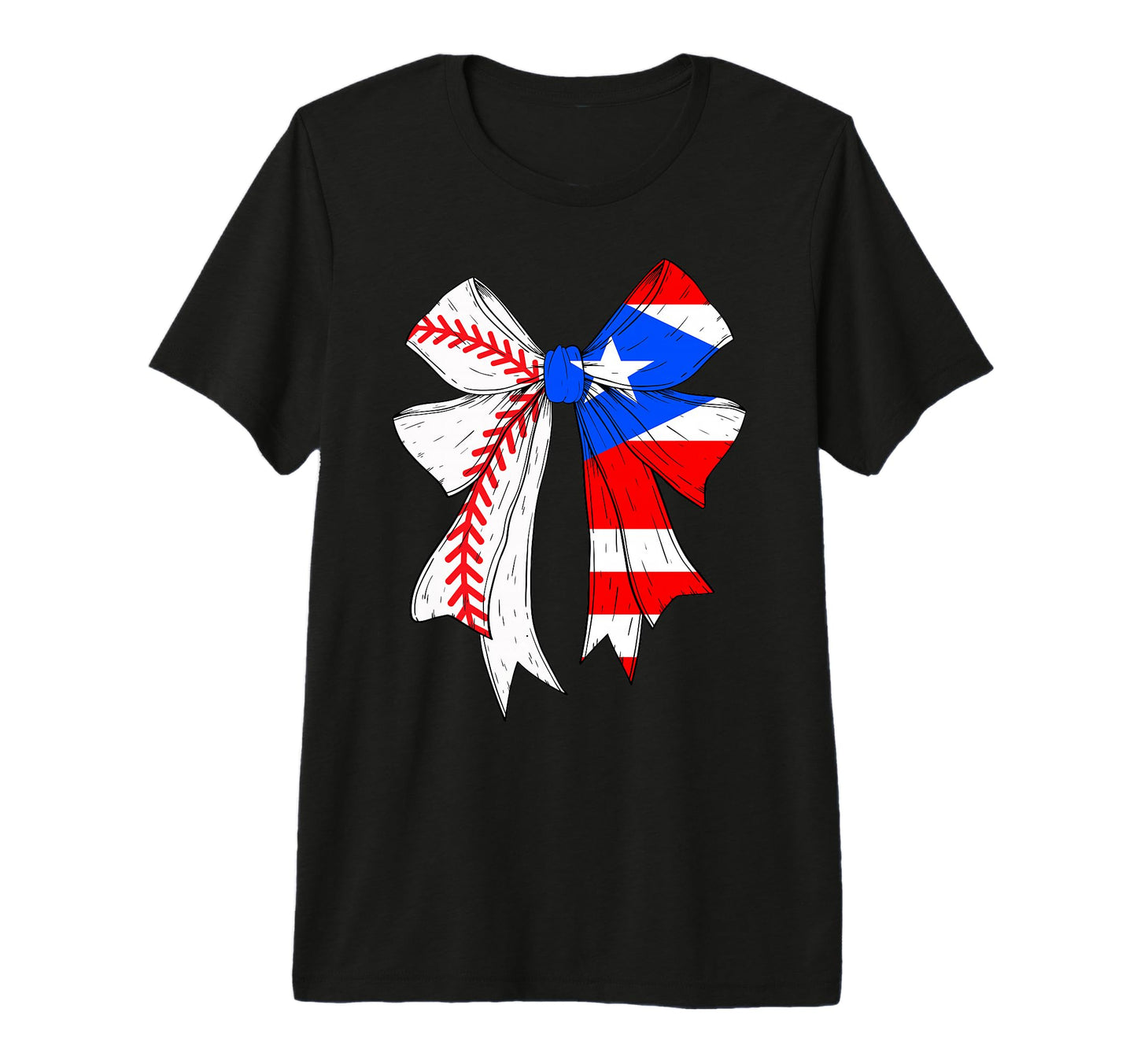 Puerto Rico Baseball Coquette Bow T-Shirt - Novelty Apparel Men Women - T-Shirt, Sweatshirt, Hoodie