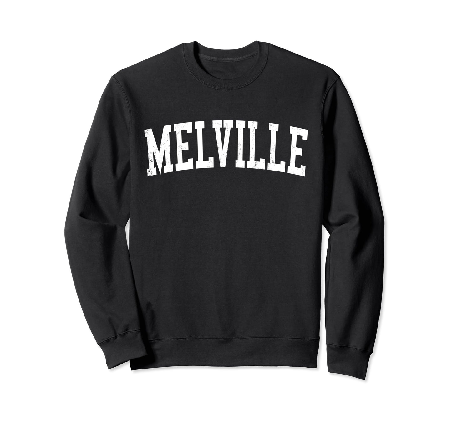 Melville Ny Distressed White Sweatshirt - Minimalist Print Men Women - T-Shirt, Sweatshirt, Hoodie