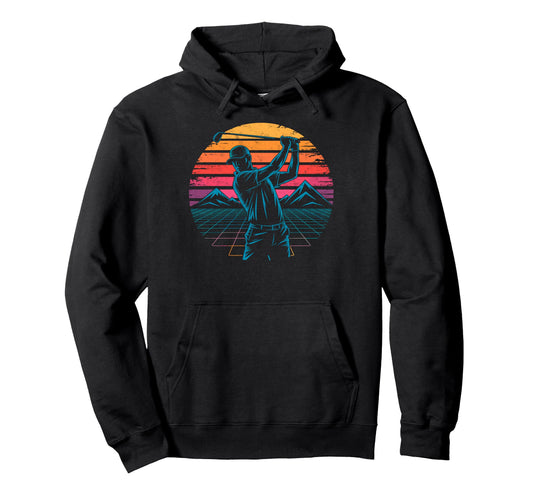 80S Synthwave Futuristic Golf Vibes Golfer Hoodie - Trendy Graphic Unisex - T-Shirt, Sweatshirt, Hoodie