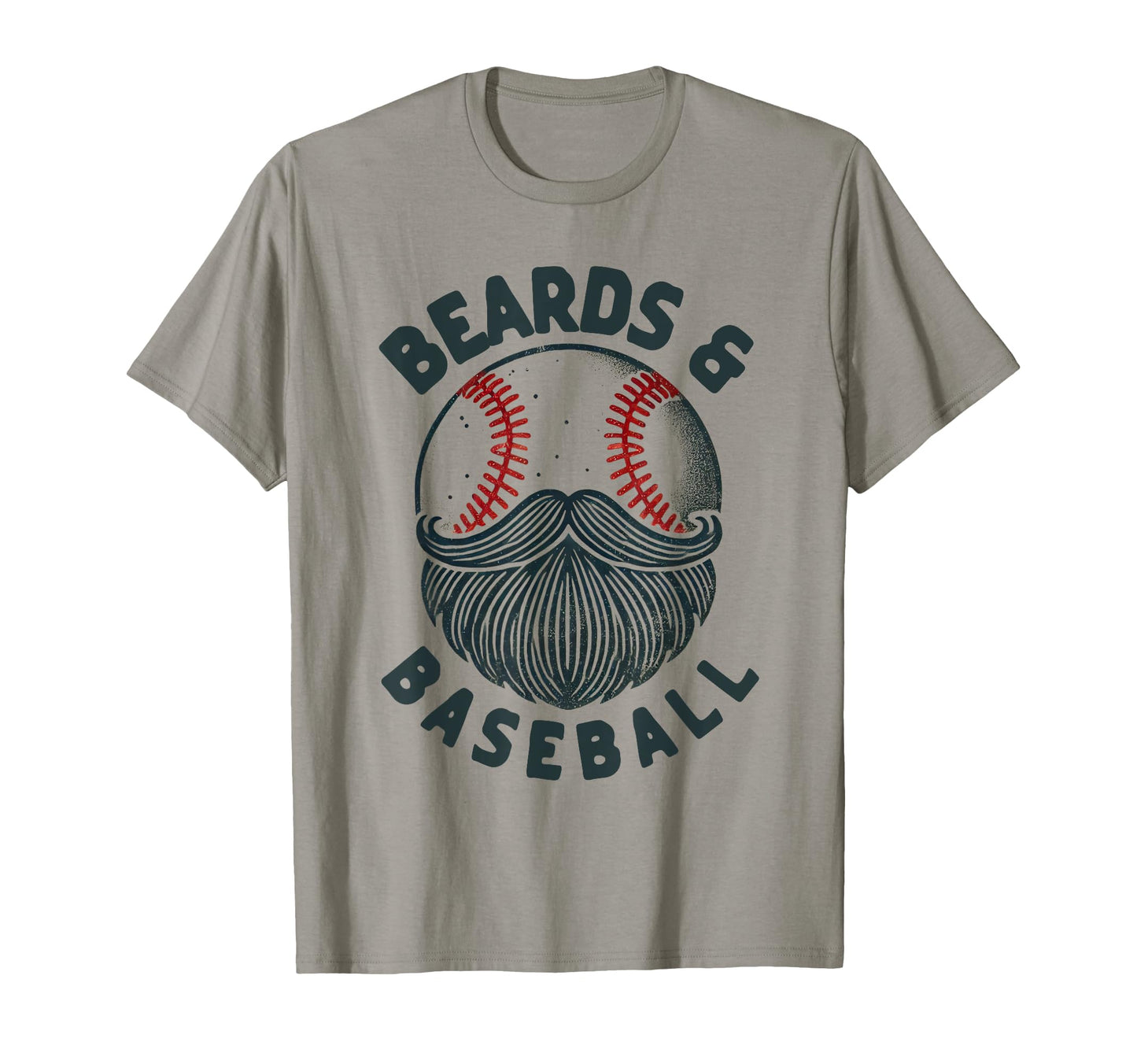 Funny Beards Baseball Distressed T-Shirt - Custom Art Print for Adults - T-Shirt, Sweatshirt, Hoodie