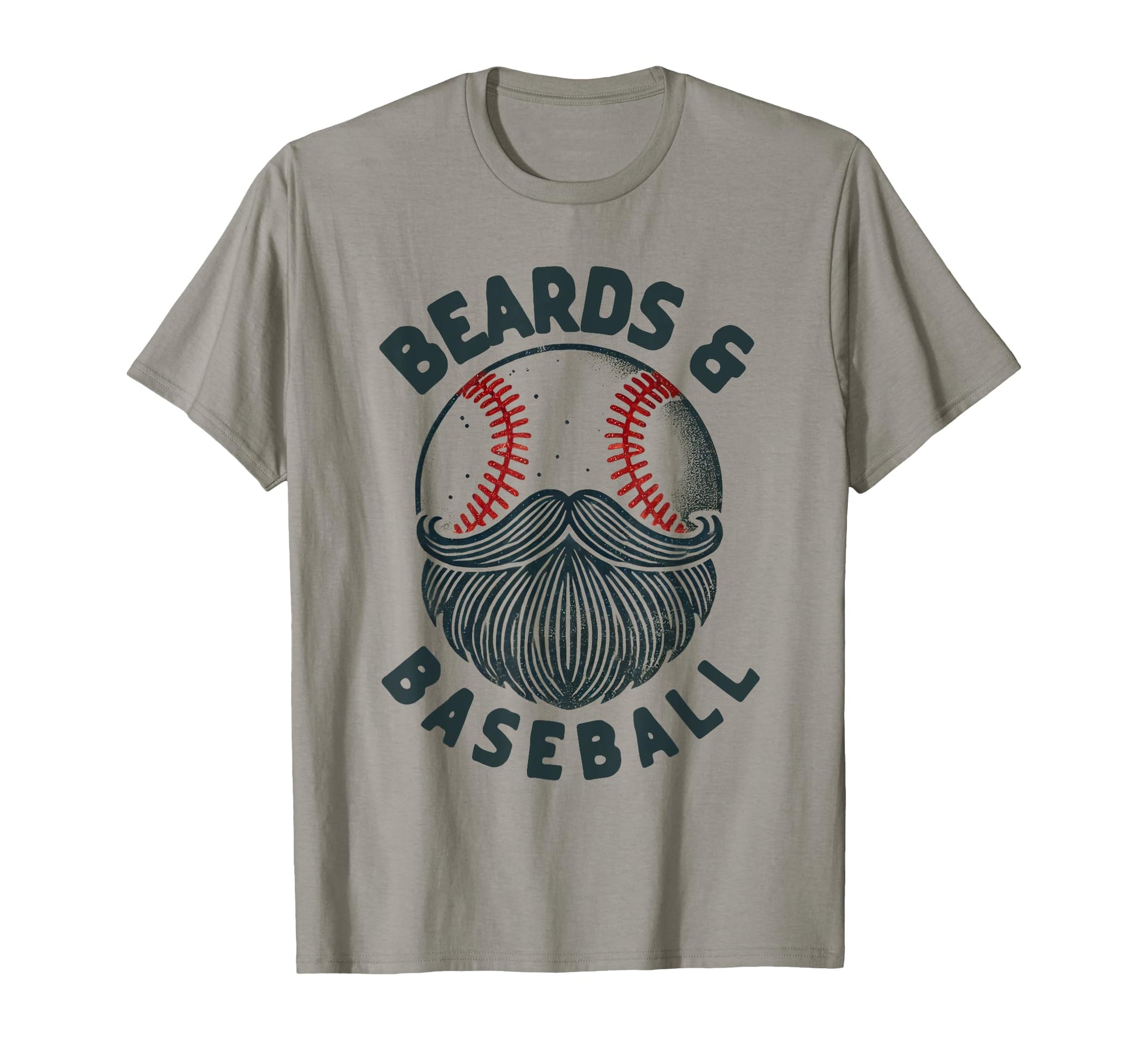 Funny Beards Baseball Distressed T-Shirt - Custom Art Print for Adults - T-Shirt, Sweatshirt, Hoodie