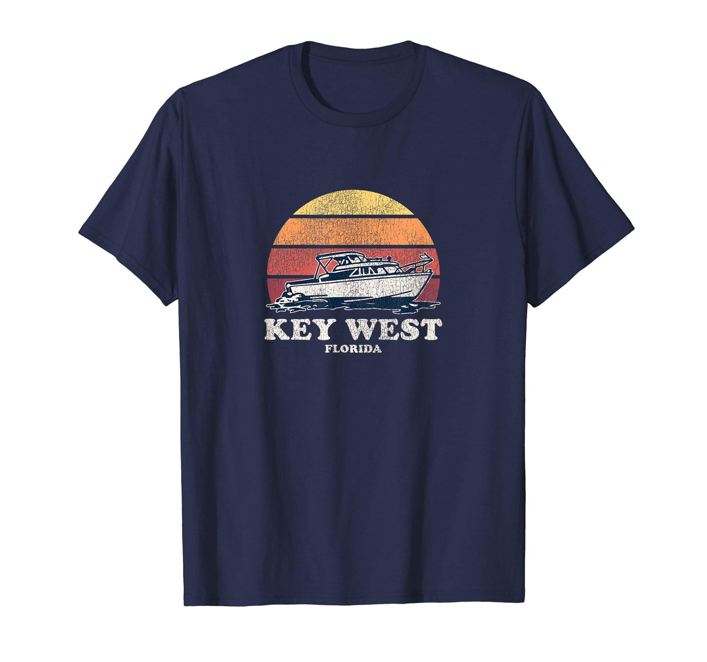 Key West Fl Boating 70S Boat T-Shirt - Novelty Apparel Men Women - T-Shirt, Sweatshirt, Hoodie