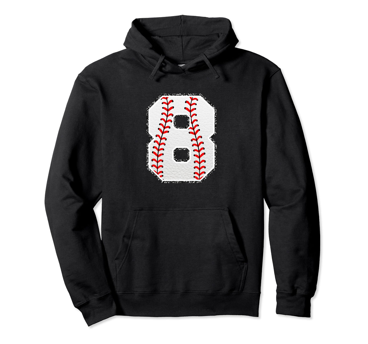Number 8 Baseball Distressed Number Hoodie - Trendy Graphic Unisex - T-Shirt, Sweatshirt, Hoodie
