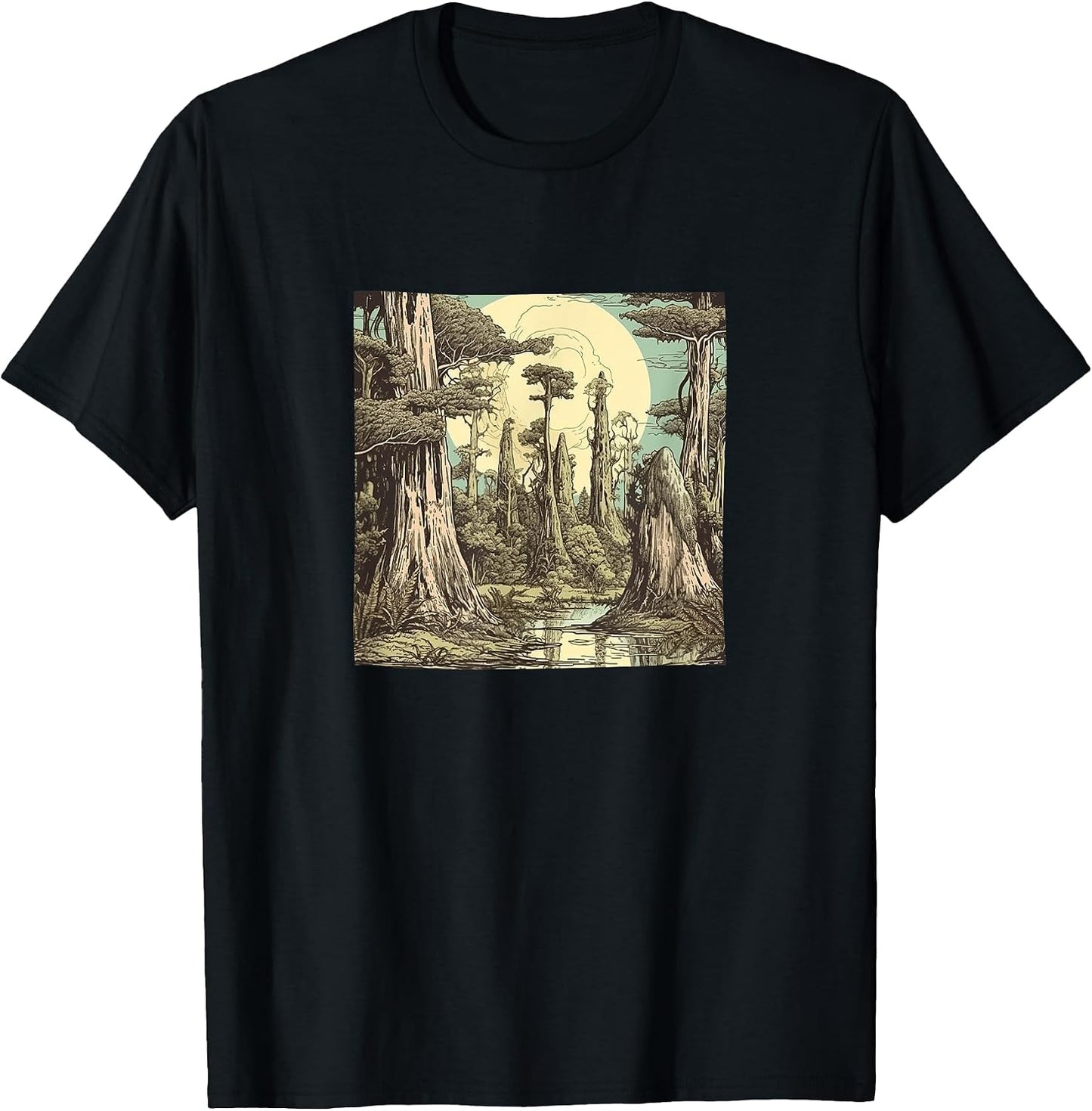 Swamp With Cypress Trees Vintage Landscape Merch - Adult & Kids T-Shirts, Sweatshirts & Hoodies apparel design preview 1