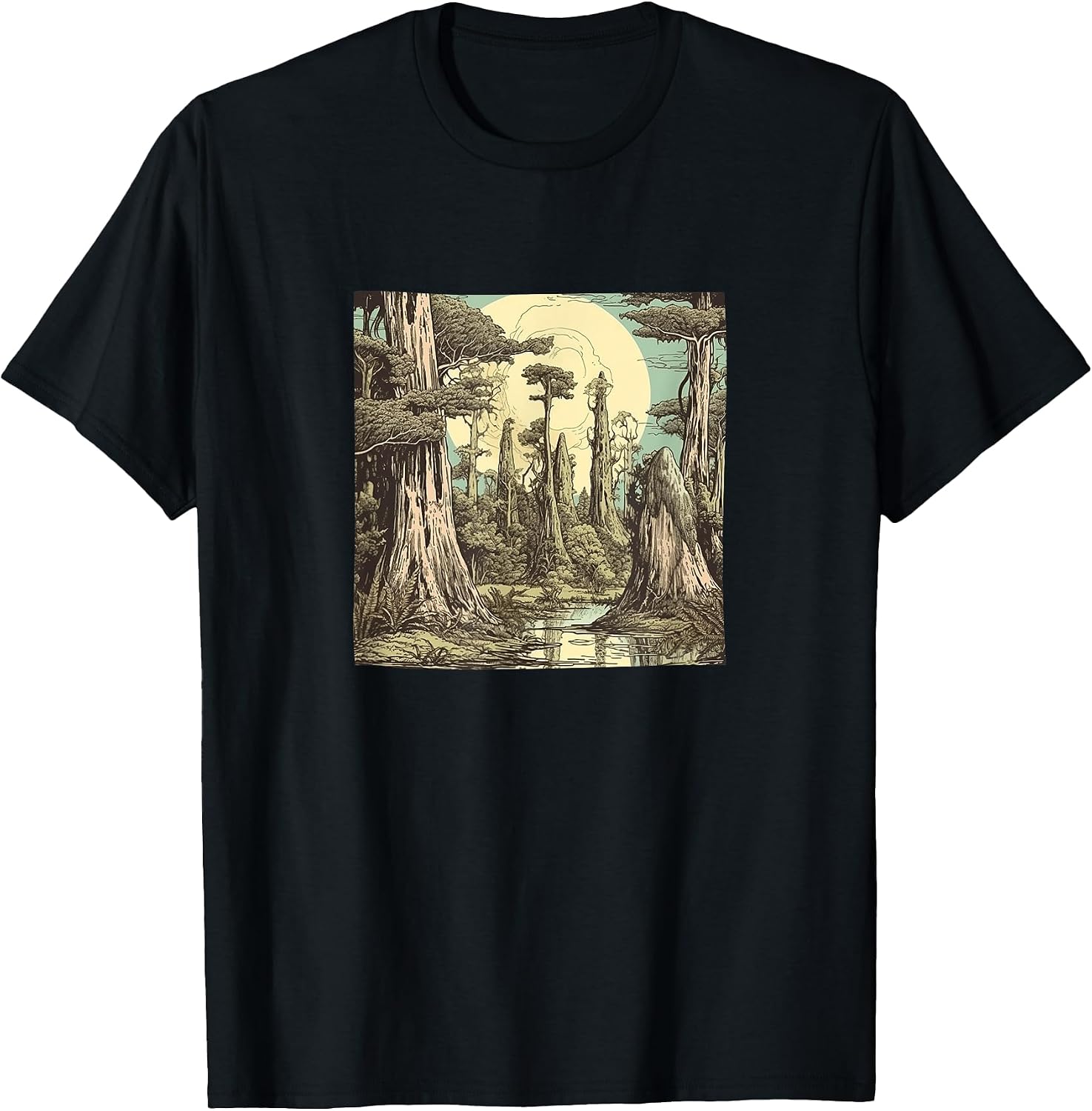 Swamp With Cypress Trees Vintage Landscape Merch - Adult & Kids T-Shirts, Sweatshirts & Hoodies apparel design preview 1