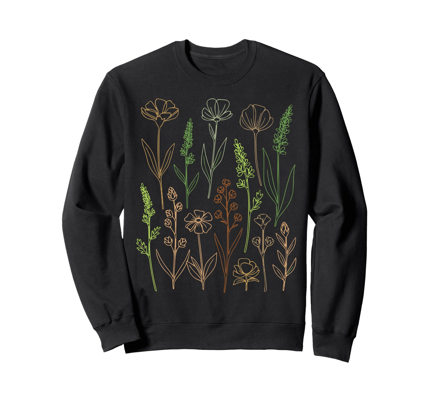 Boho Flowers Minimalist Wildflower Sweatshirt - Streetwear Style Unisex - T-Shirt, Sweatshirt, Hoodie