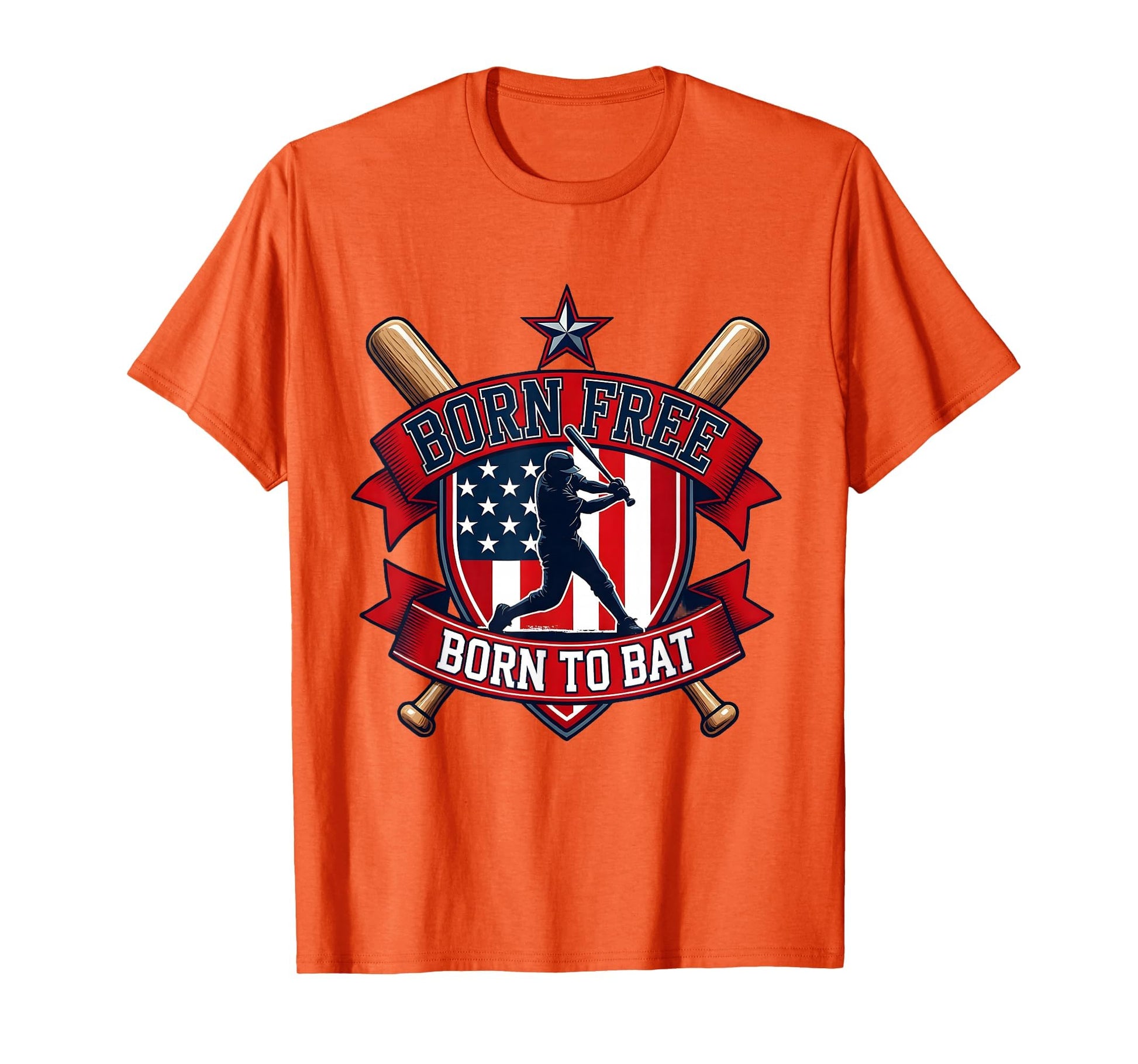 Born Free Born To Bat Baseball 4Th July T-Shirt - Graphic Print for Adults - T-Shirt, Sweatshirt, Hoodie